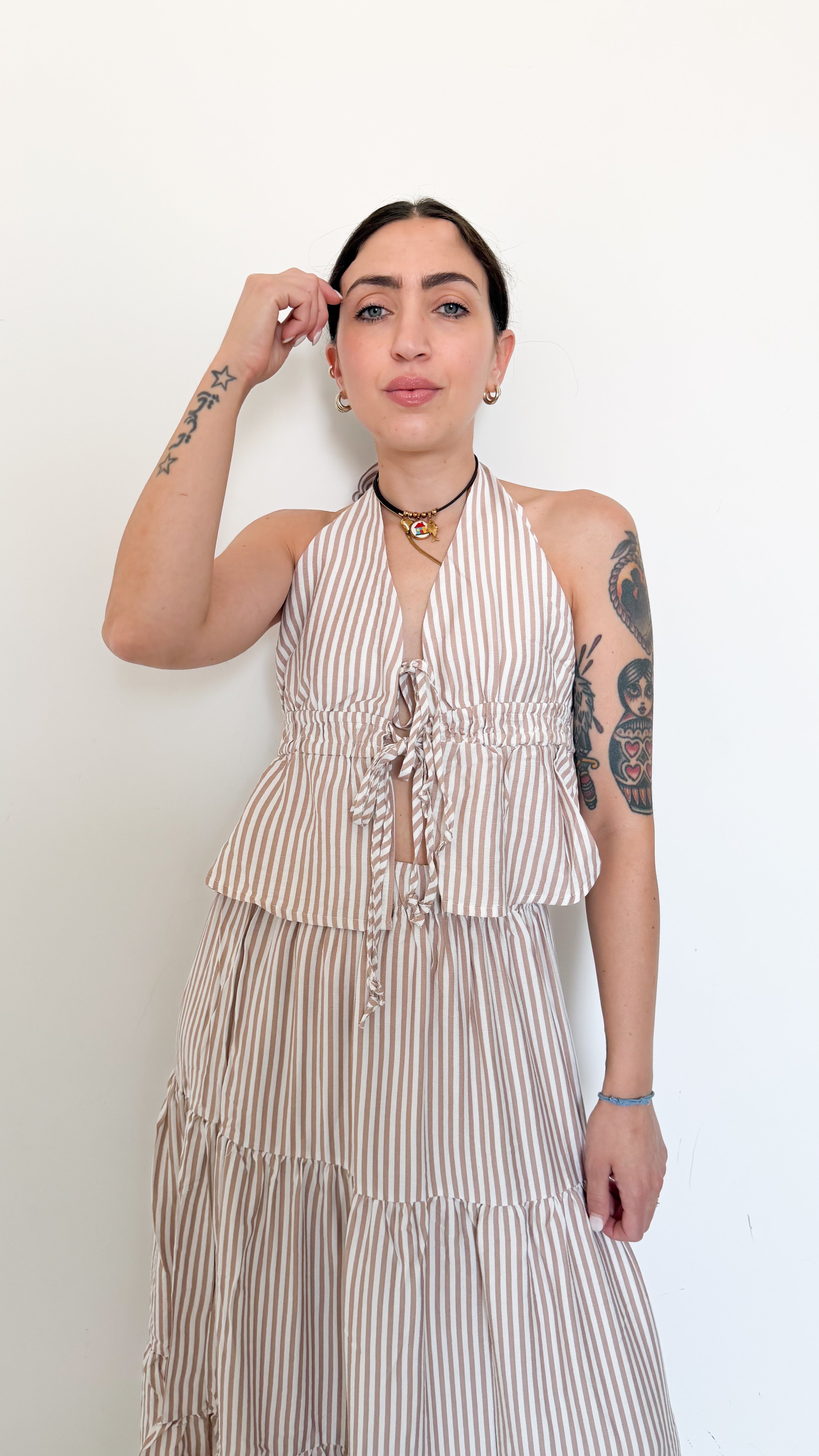 Coordinato Beige A Righe