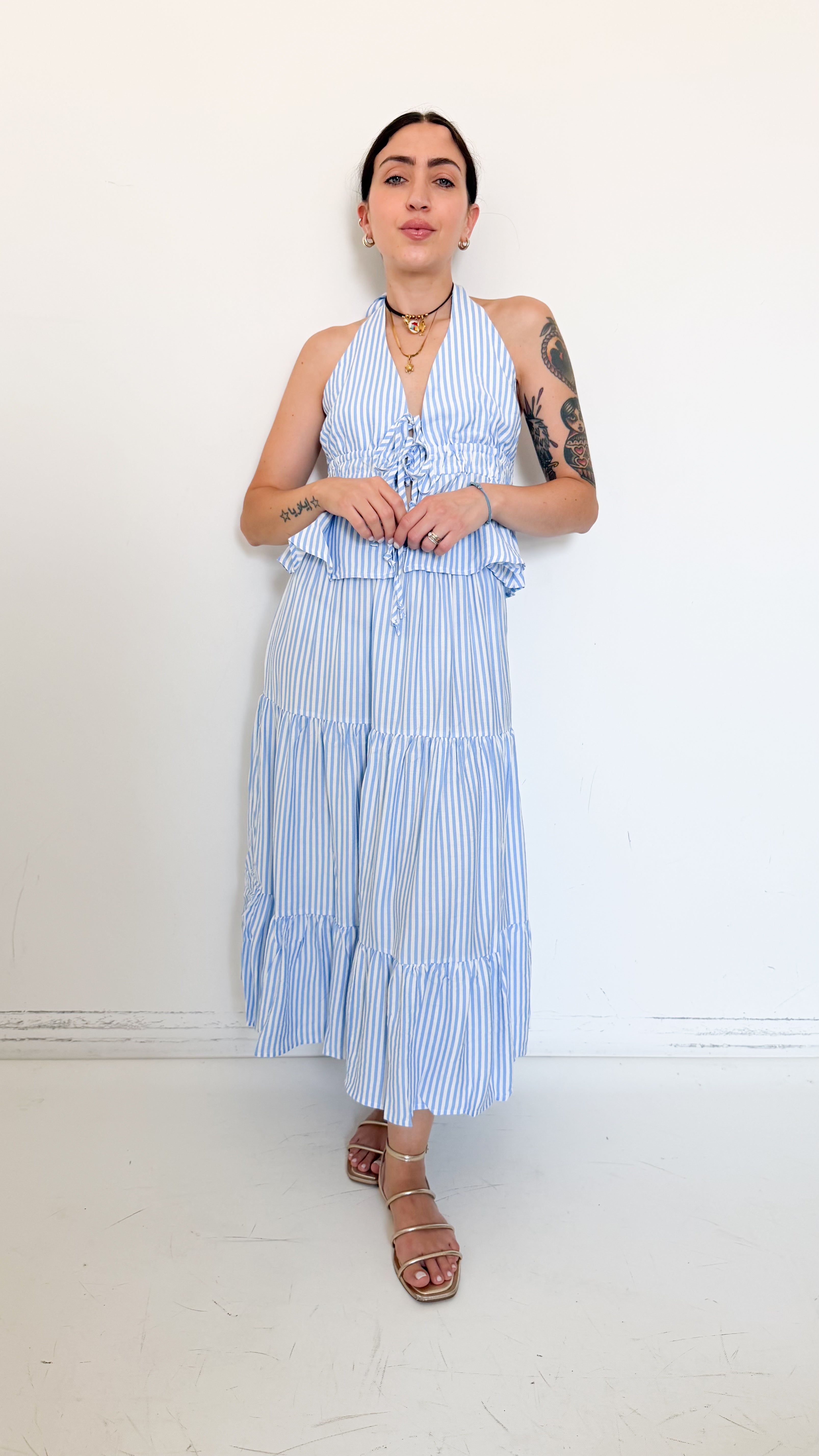 Coordinato Azzurro A Righe