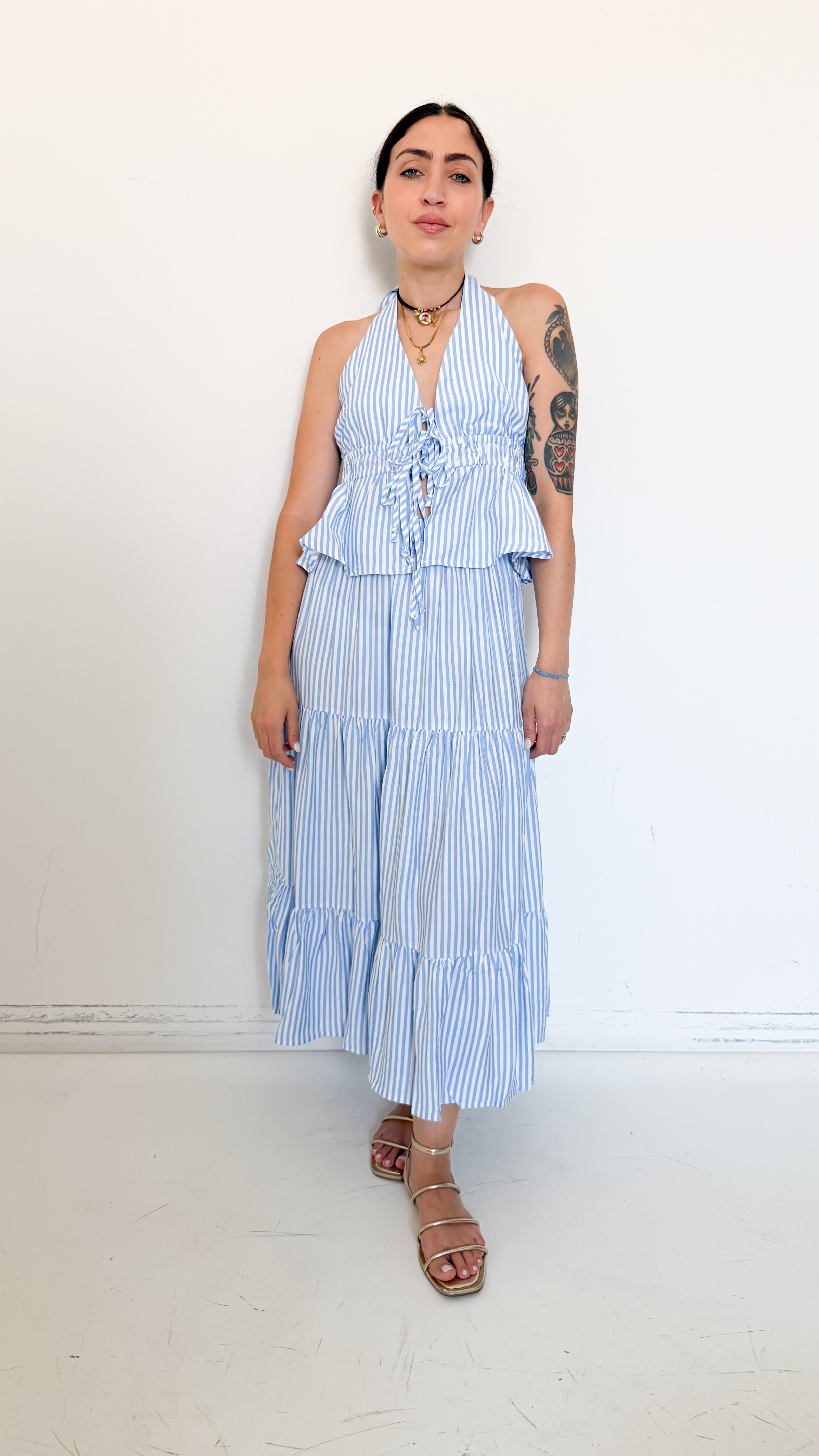 Coordinato Azzurro A Righe