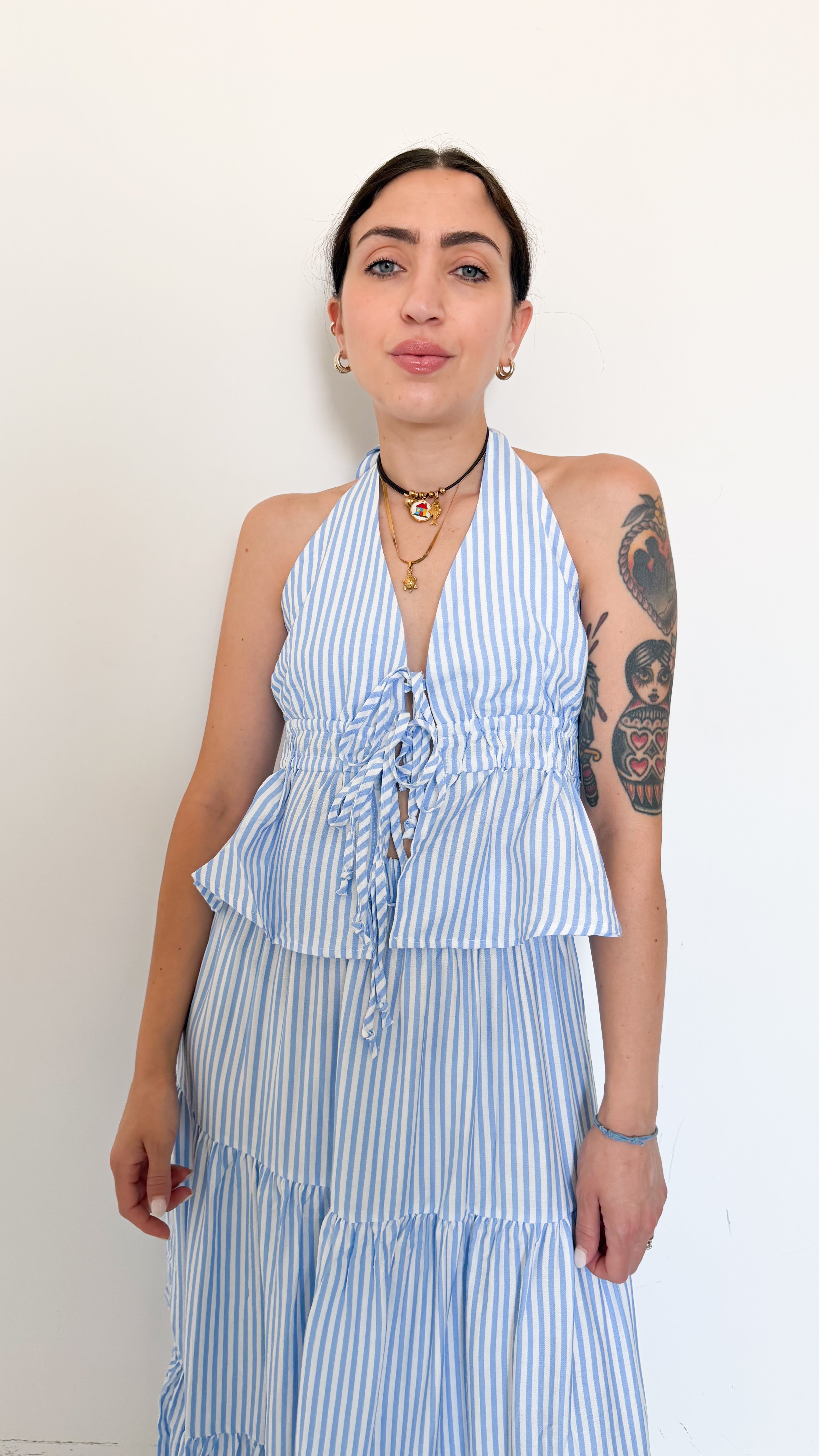 Coordinato Azzurro A Righe