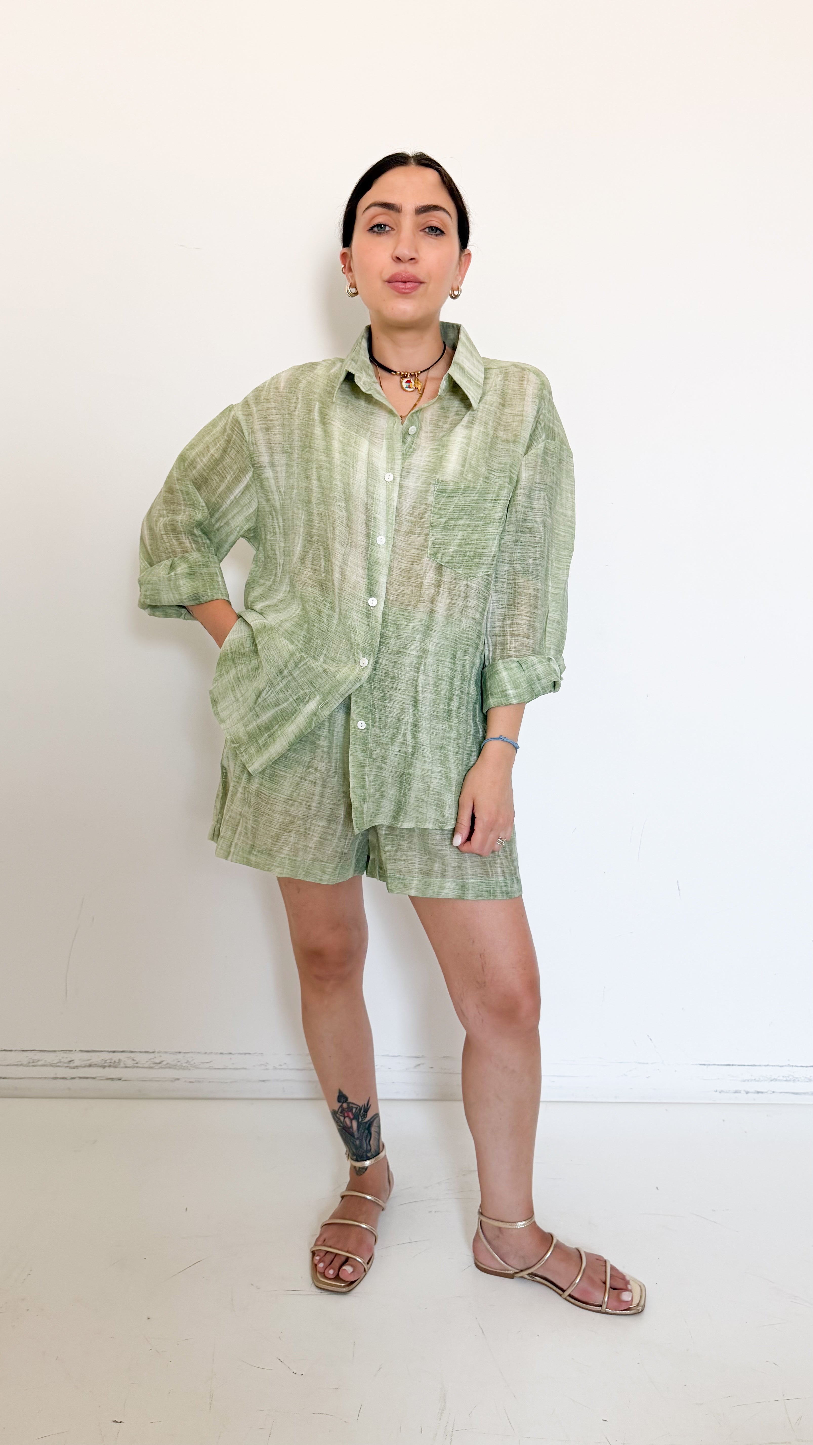 Coordinato Verde Con Camicia