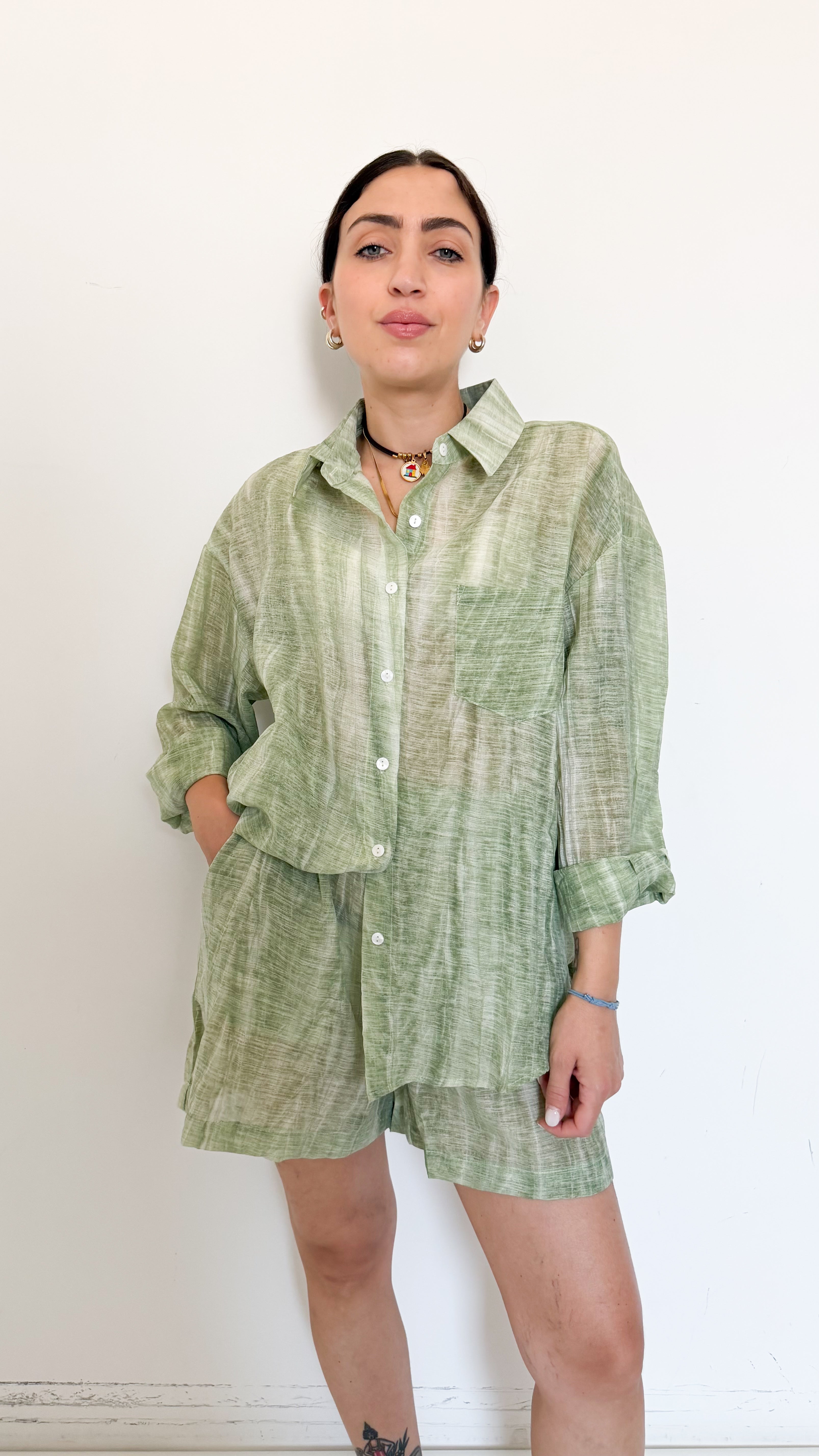 Coordinato Verde Con Camicia