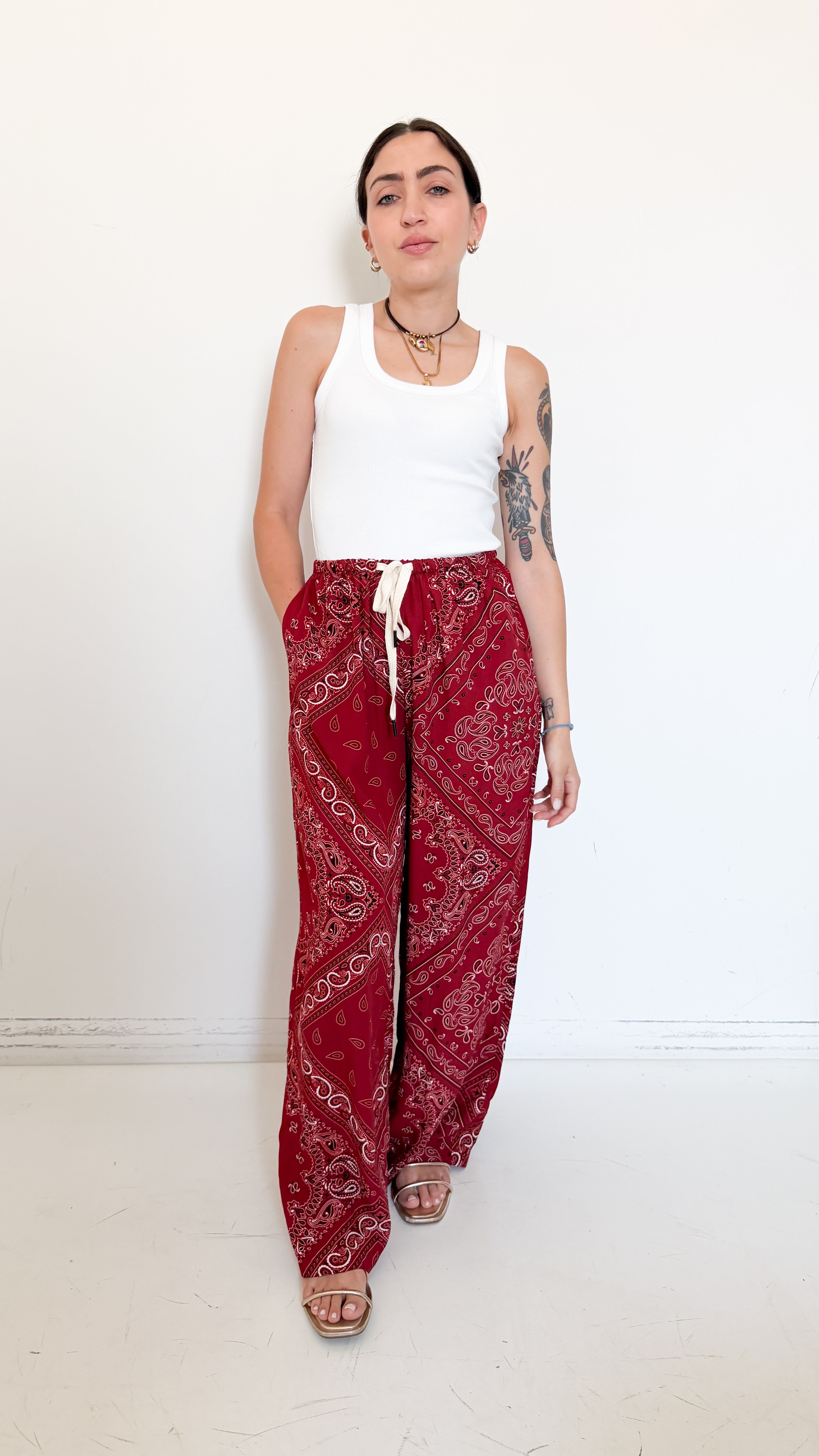 Pantaloni Rossi Fantasia Bandana