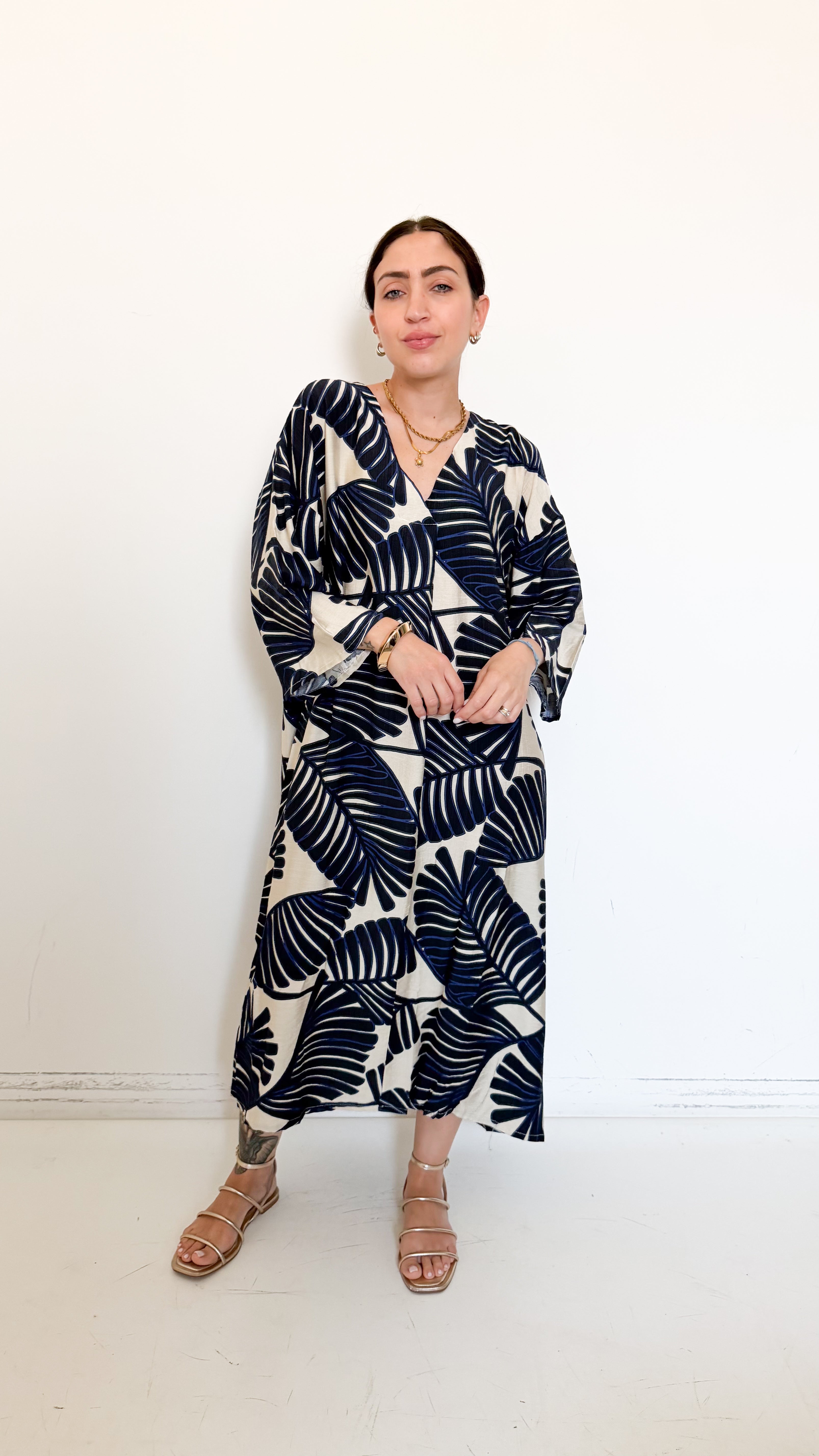 Vestito Blu A Fantasia