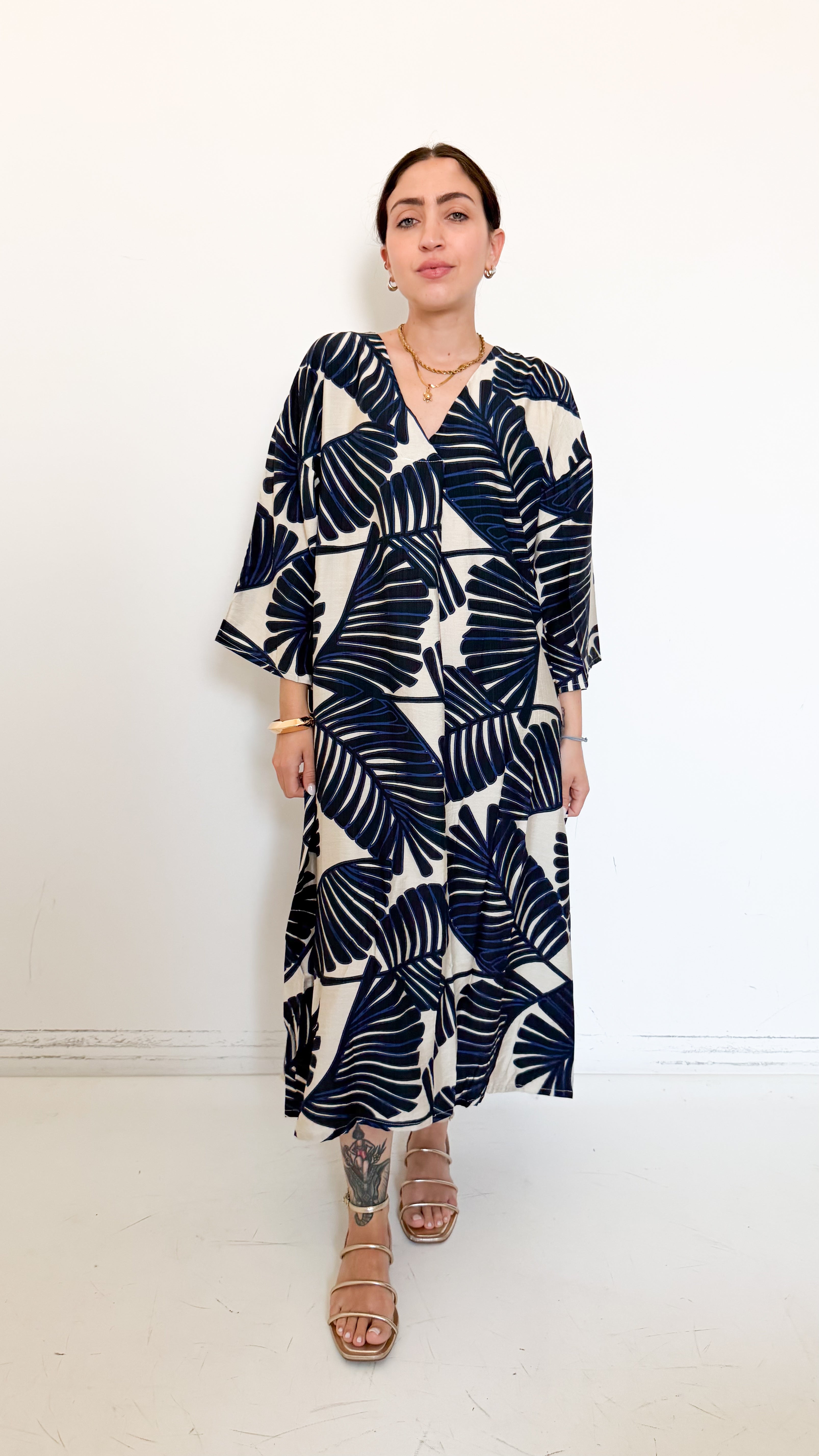 Vestito Blu A Fantasia