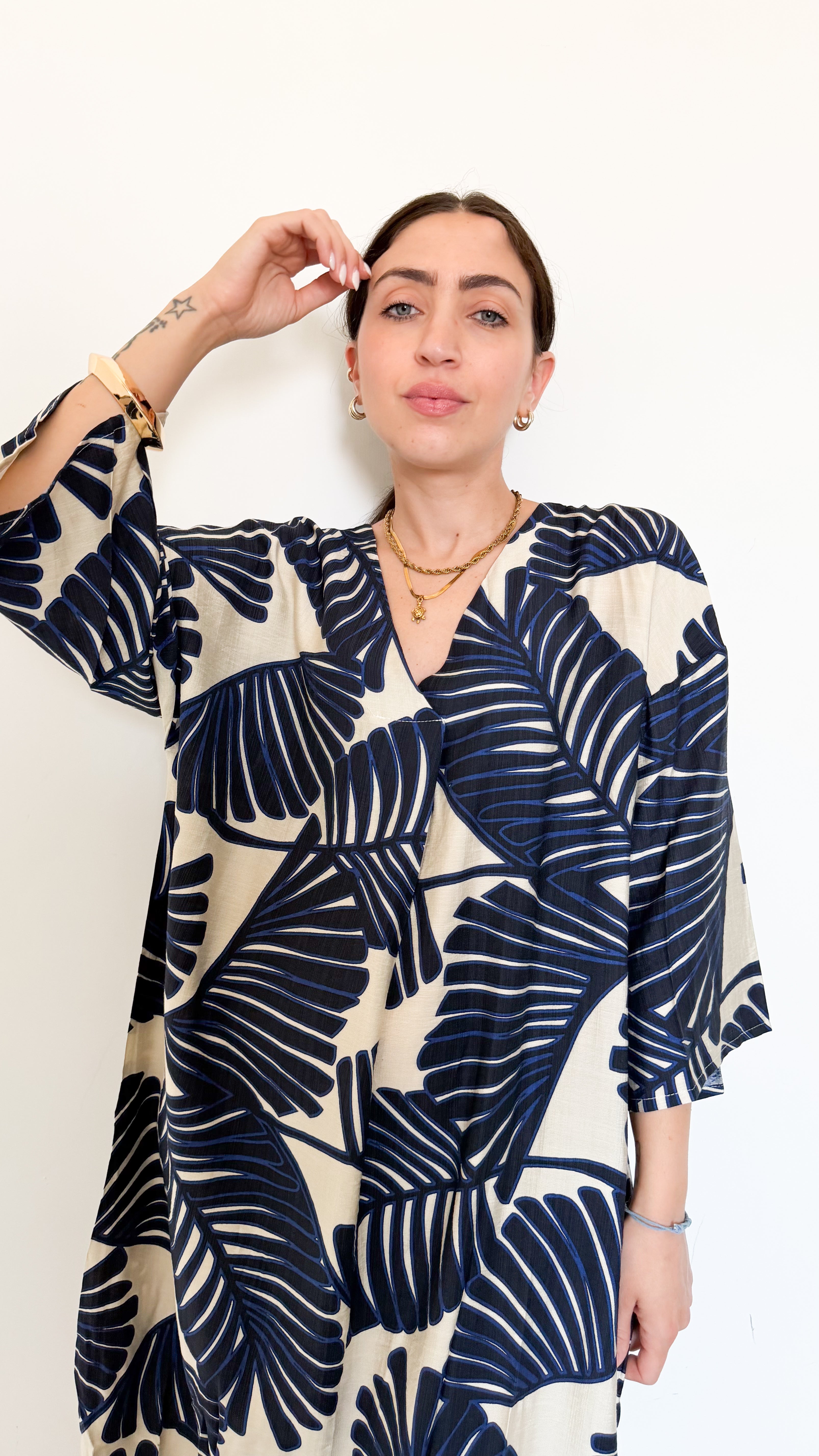 Vestito Blu A Fantasia