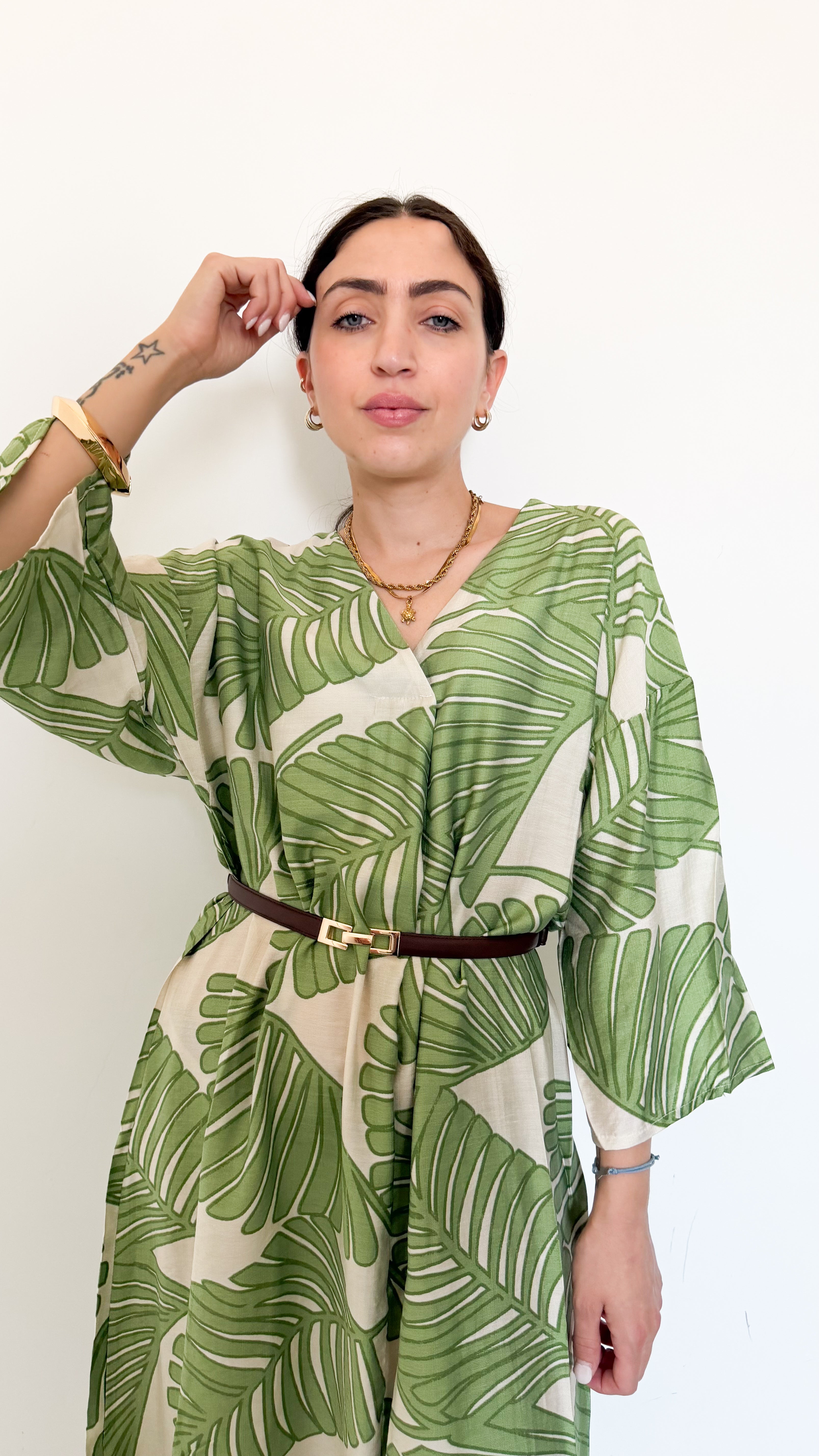 Vestito Verde A Fantasia