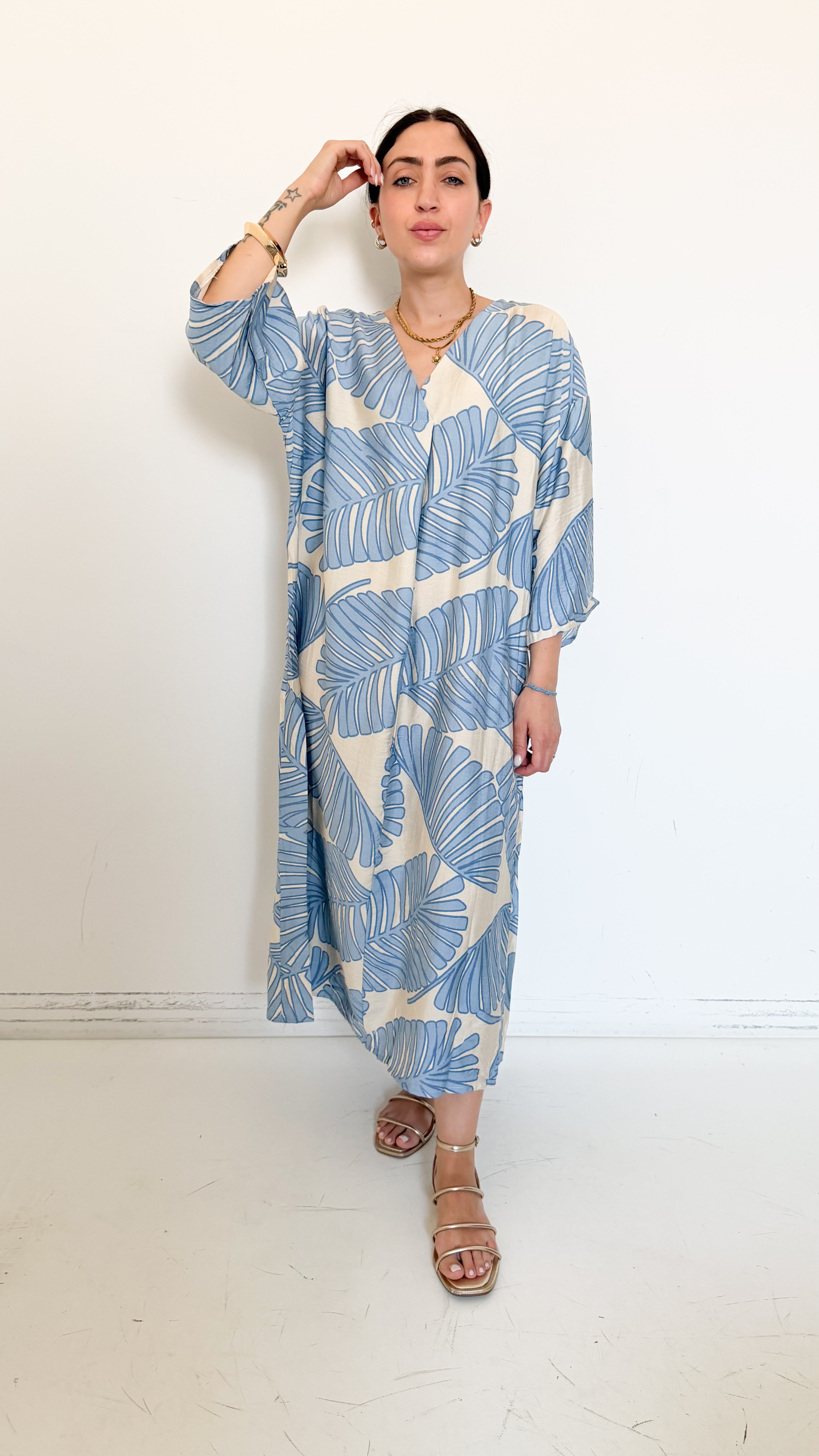 Vestito Azzurro A Fantasia