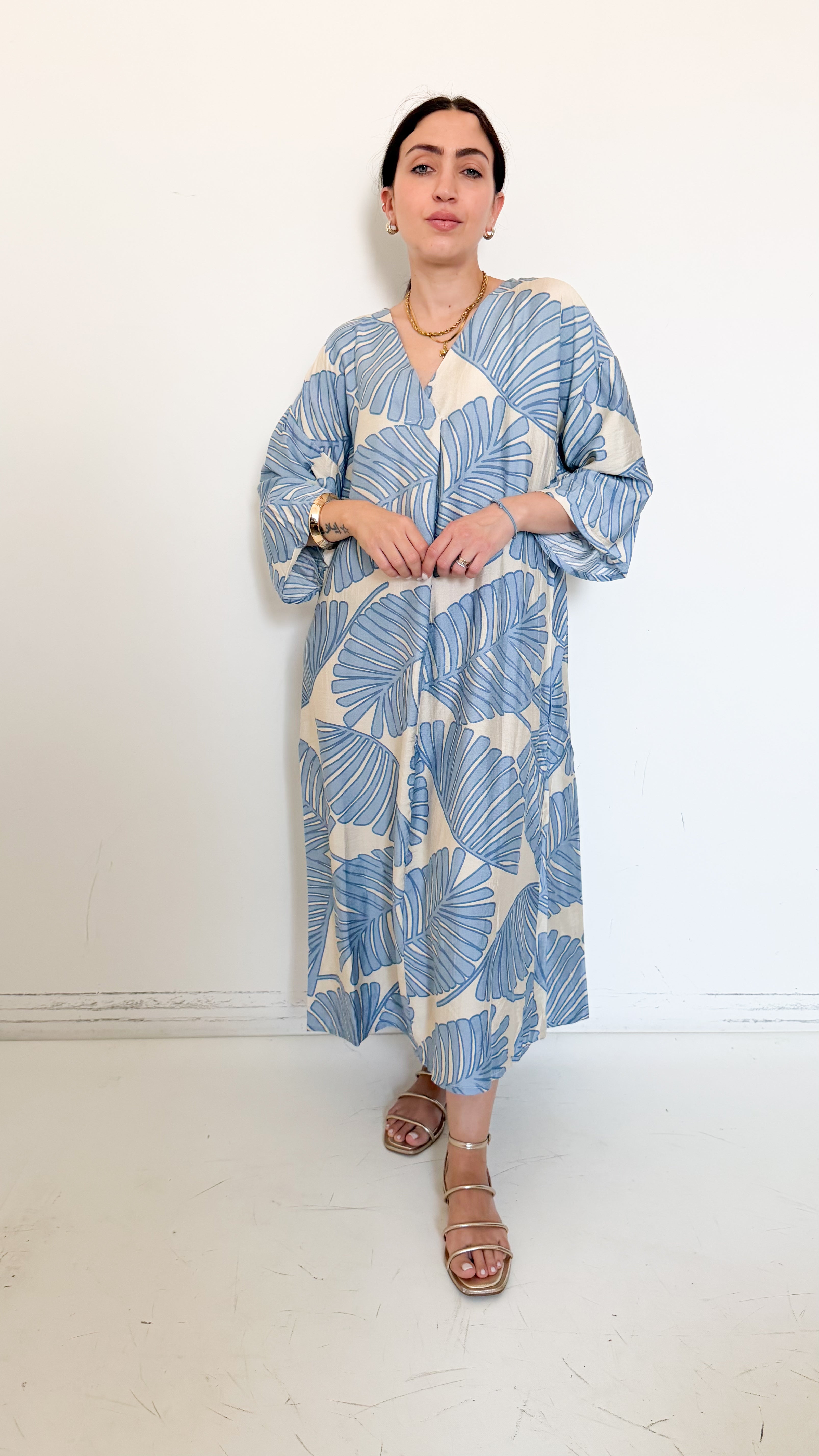 Vestito Azzurro A Fantasia