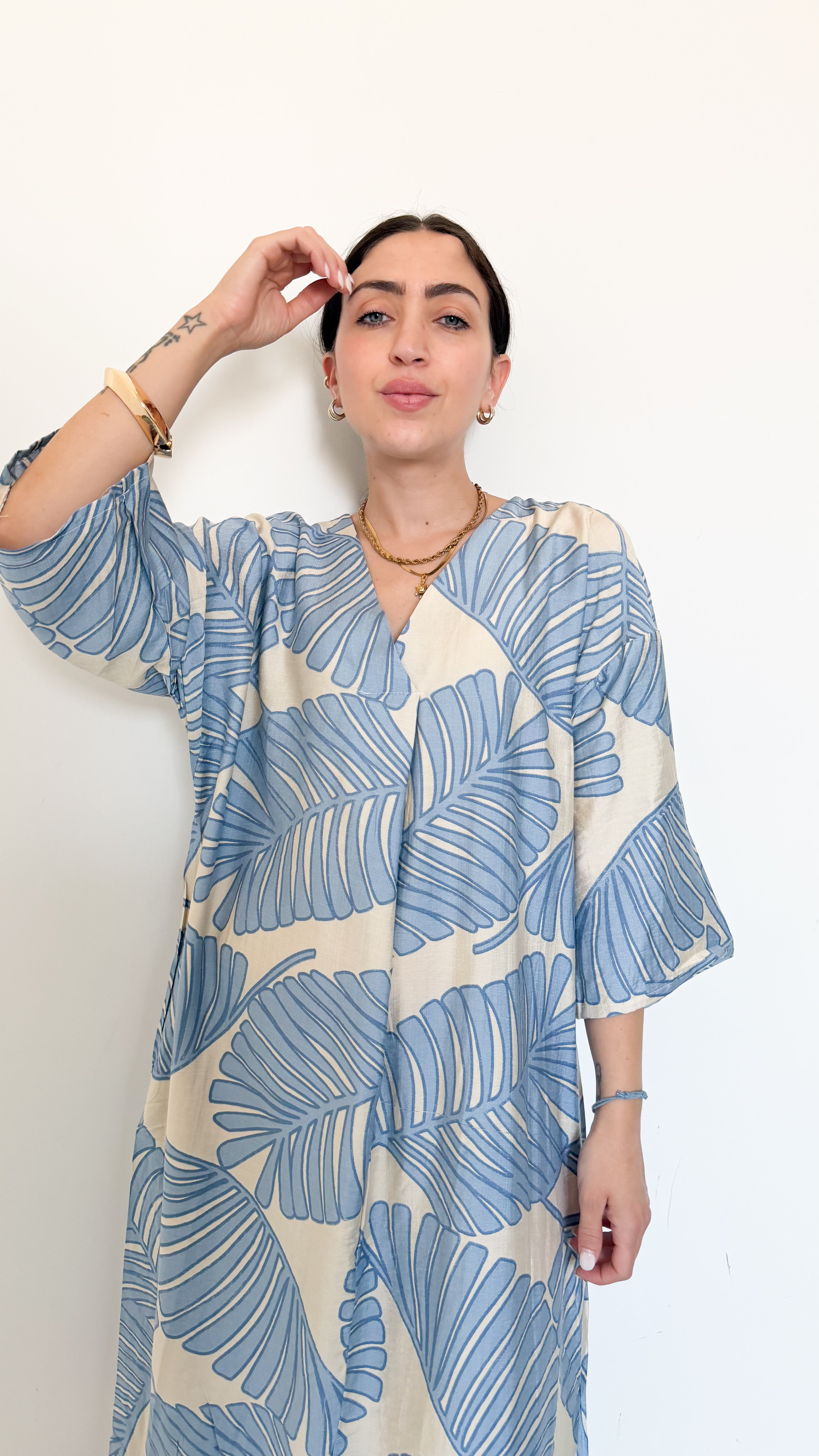 Vestito Azzurro A Fantasia