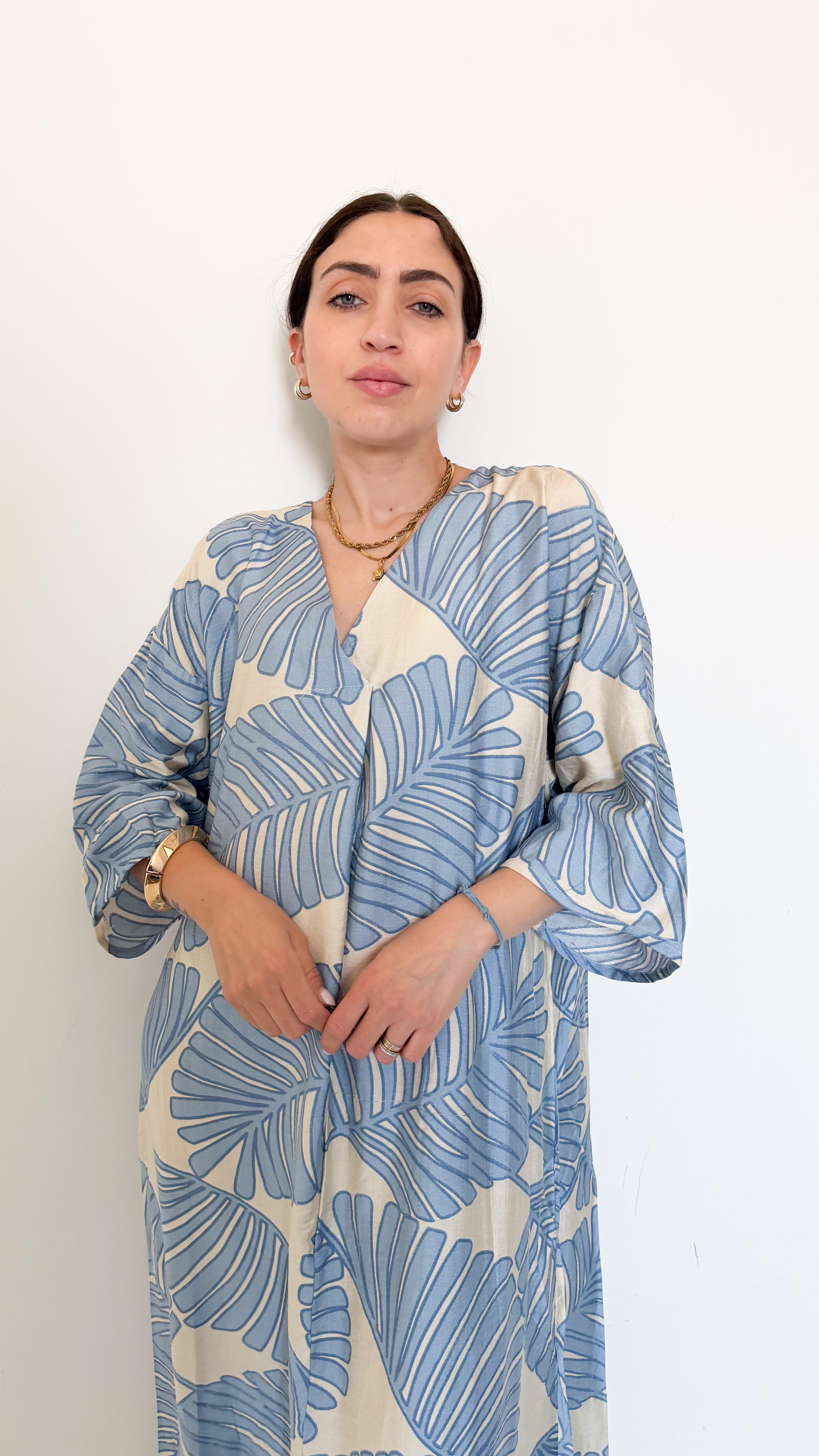 Vestito Azzurro A Fantasia