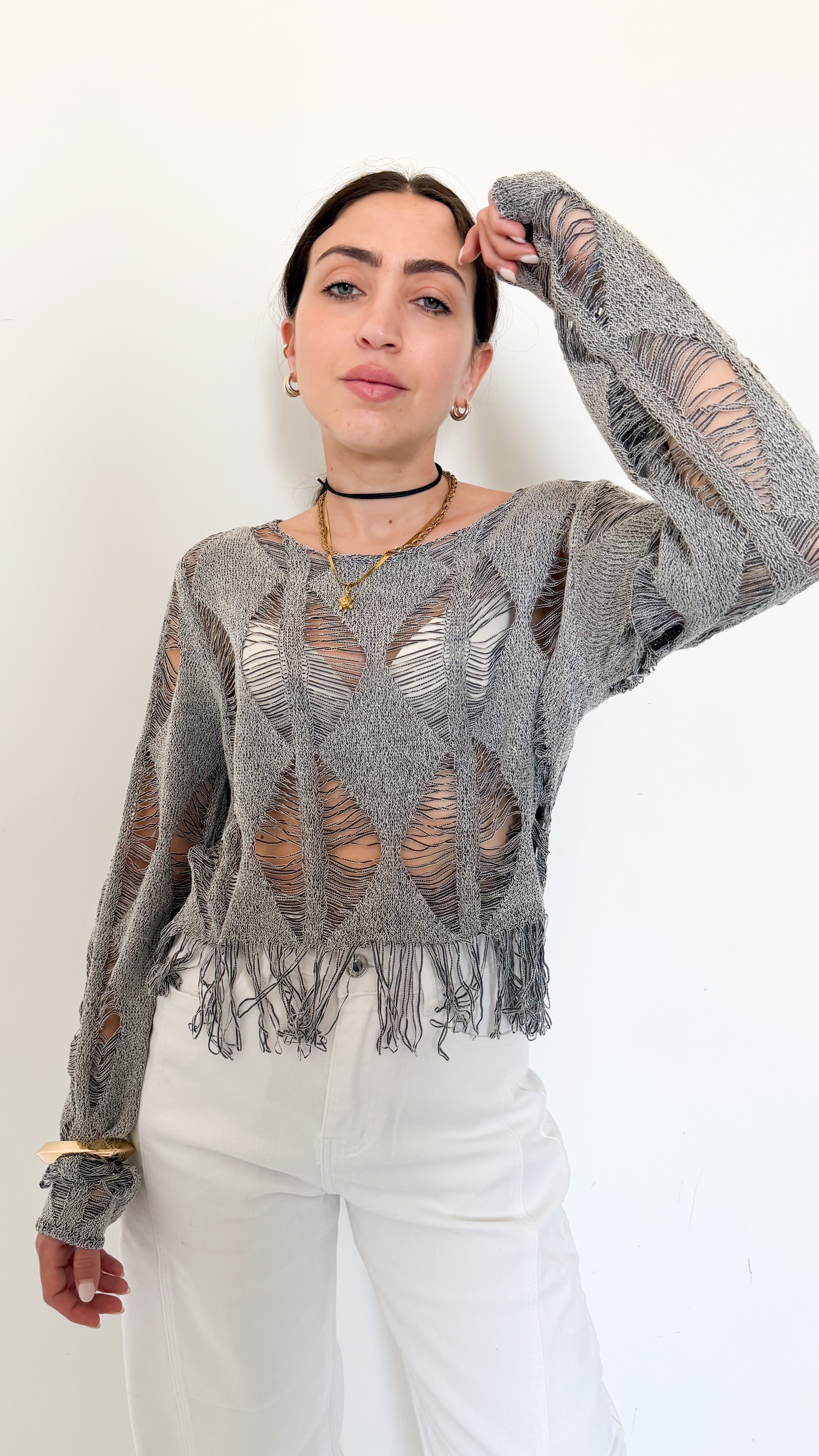 Maglia Grigia Con Dettagli