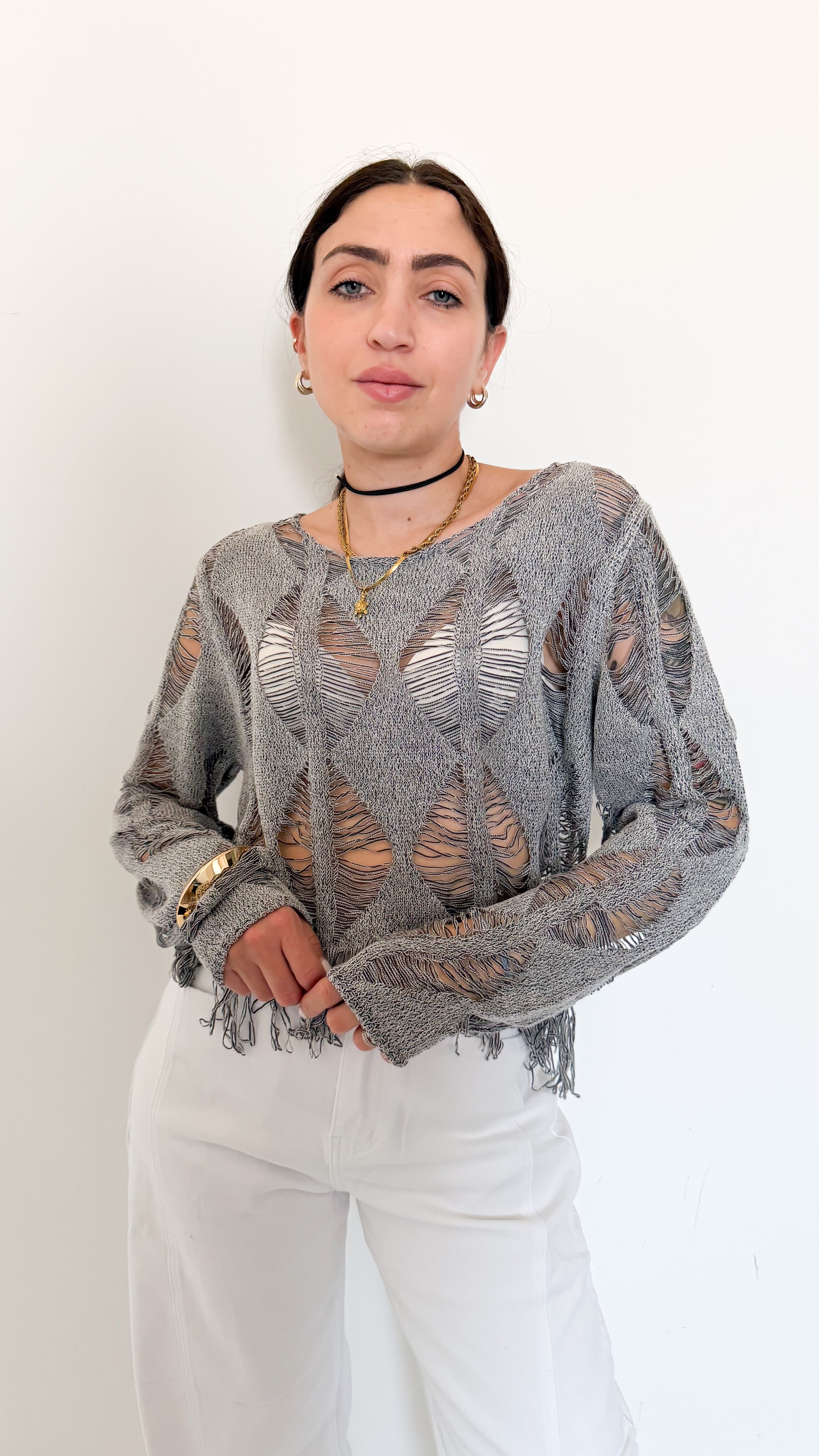 Maglia Grigia Con Dettagli