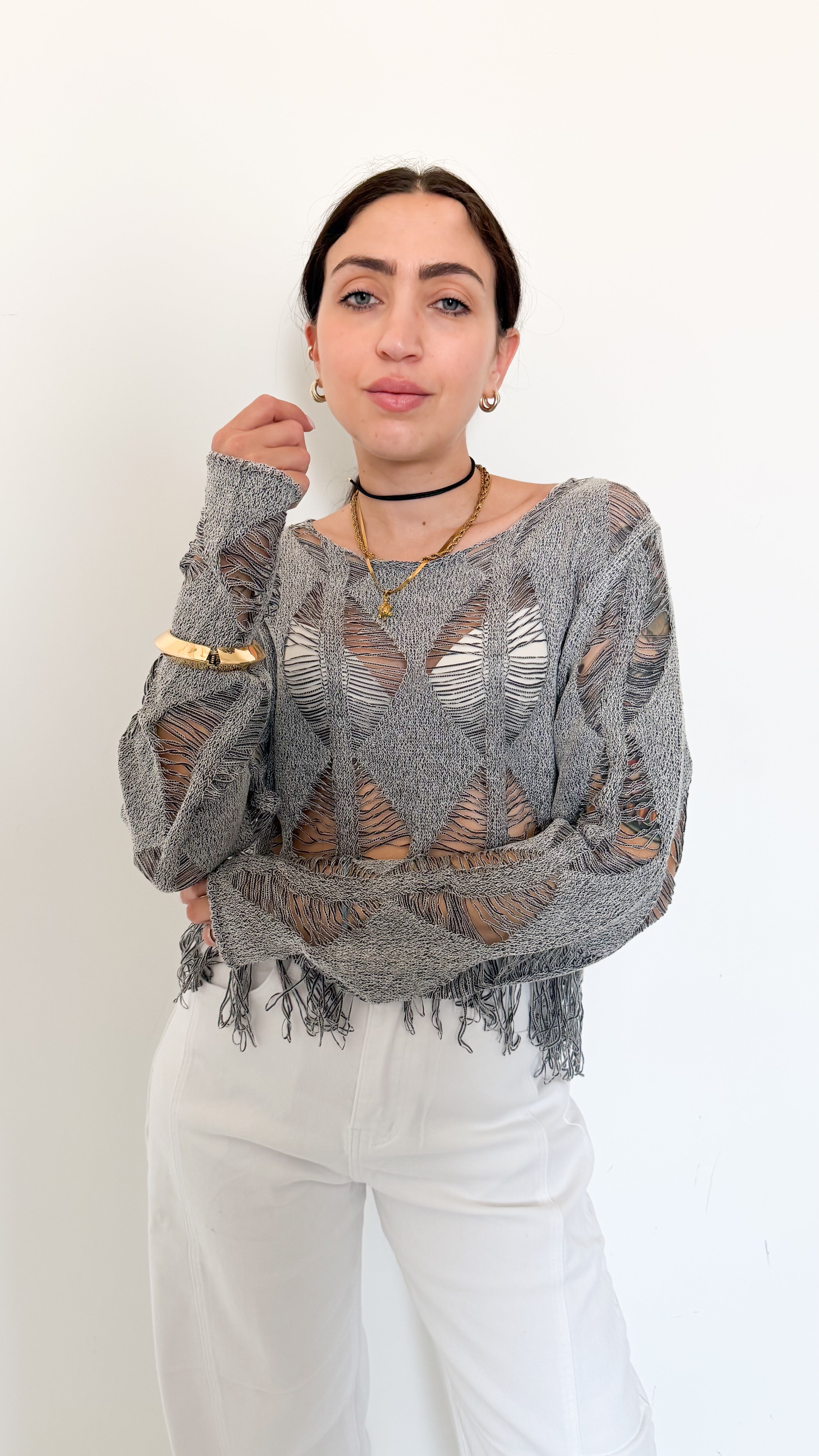 Maglia Grigia Con Dettagli