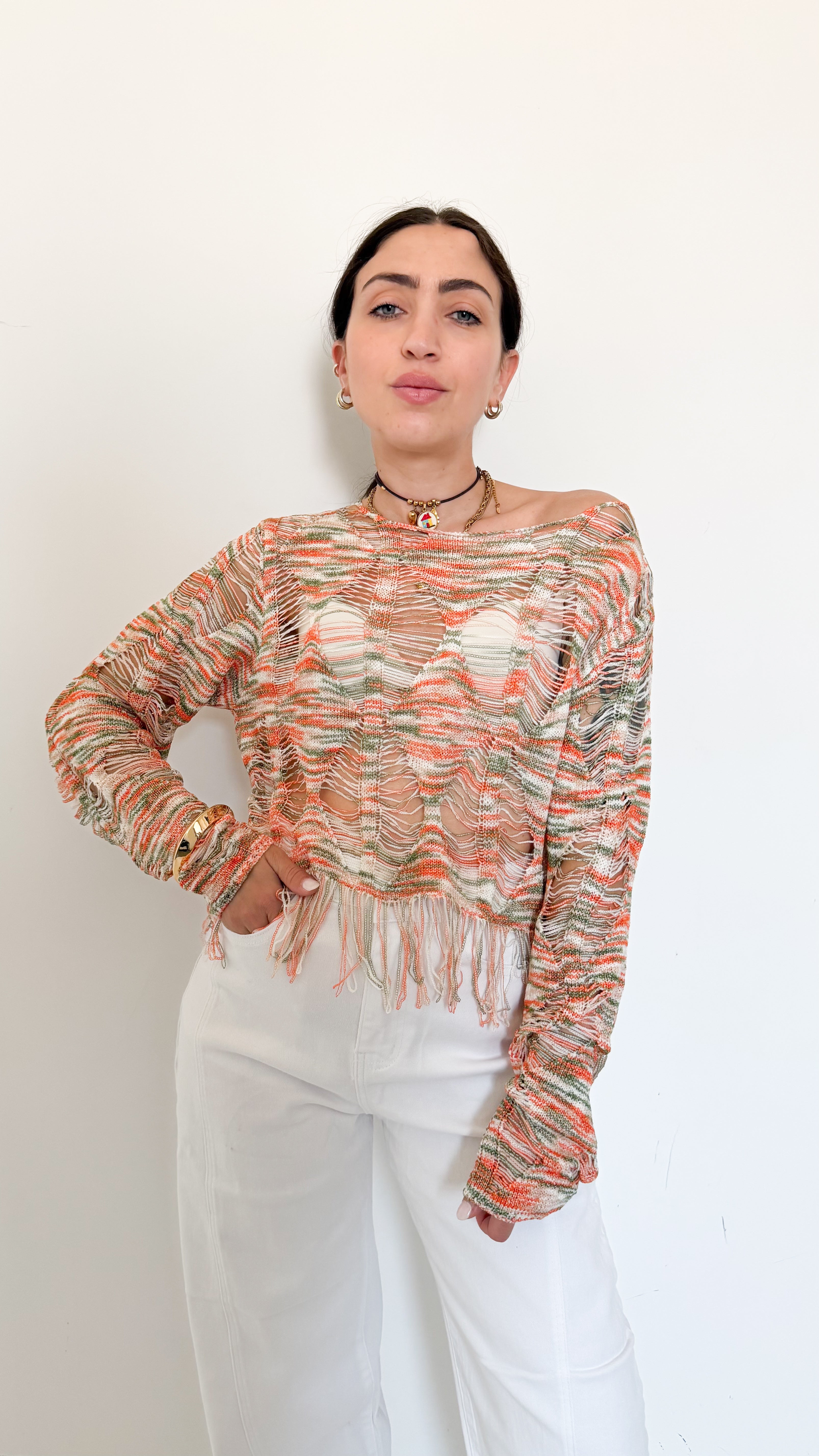 Maglia Verde Con Dettagli