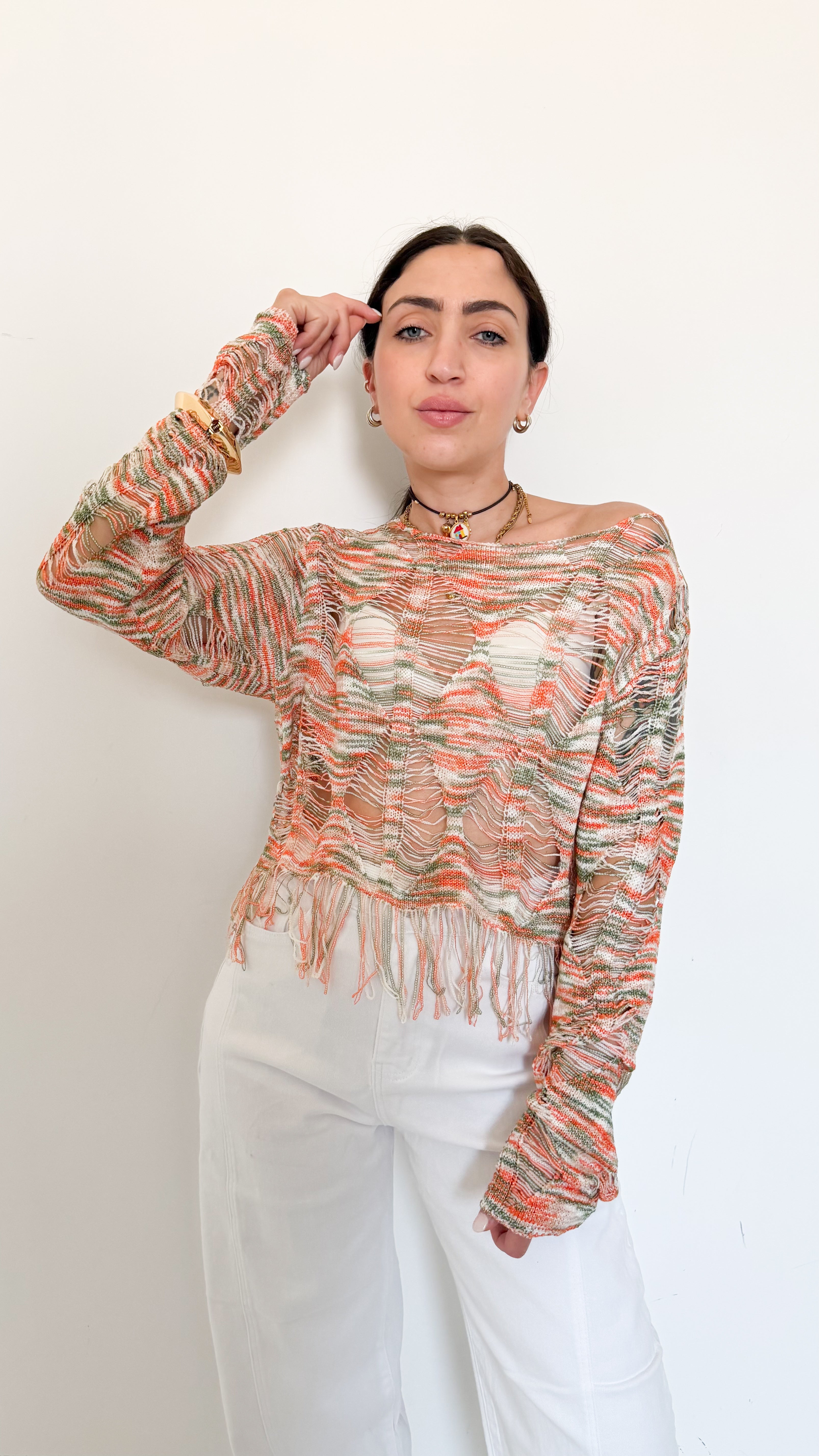 Maglia Verde Con Dettagli