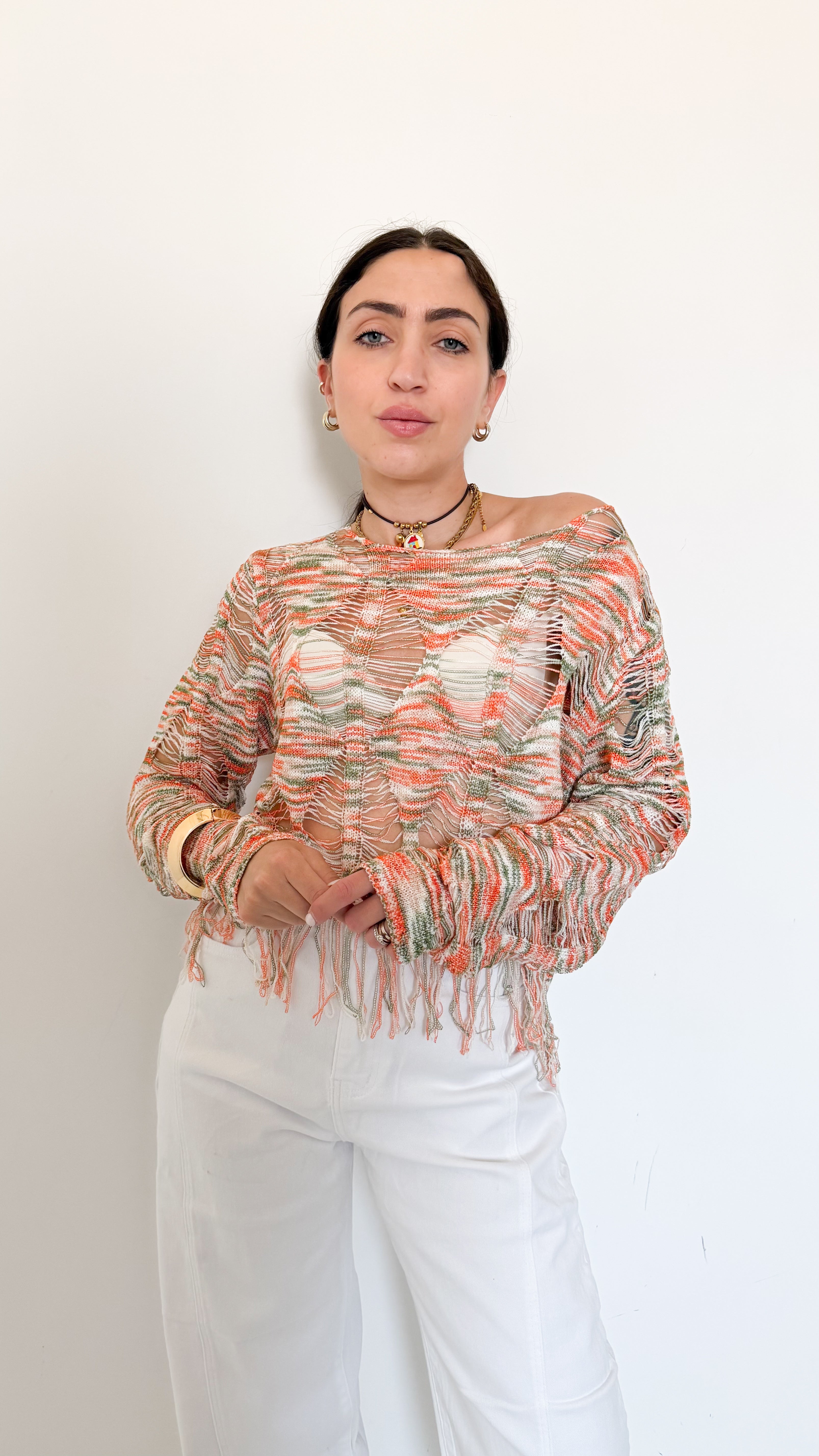 Maglia Verde Con Dettagli
