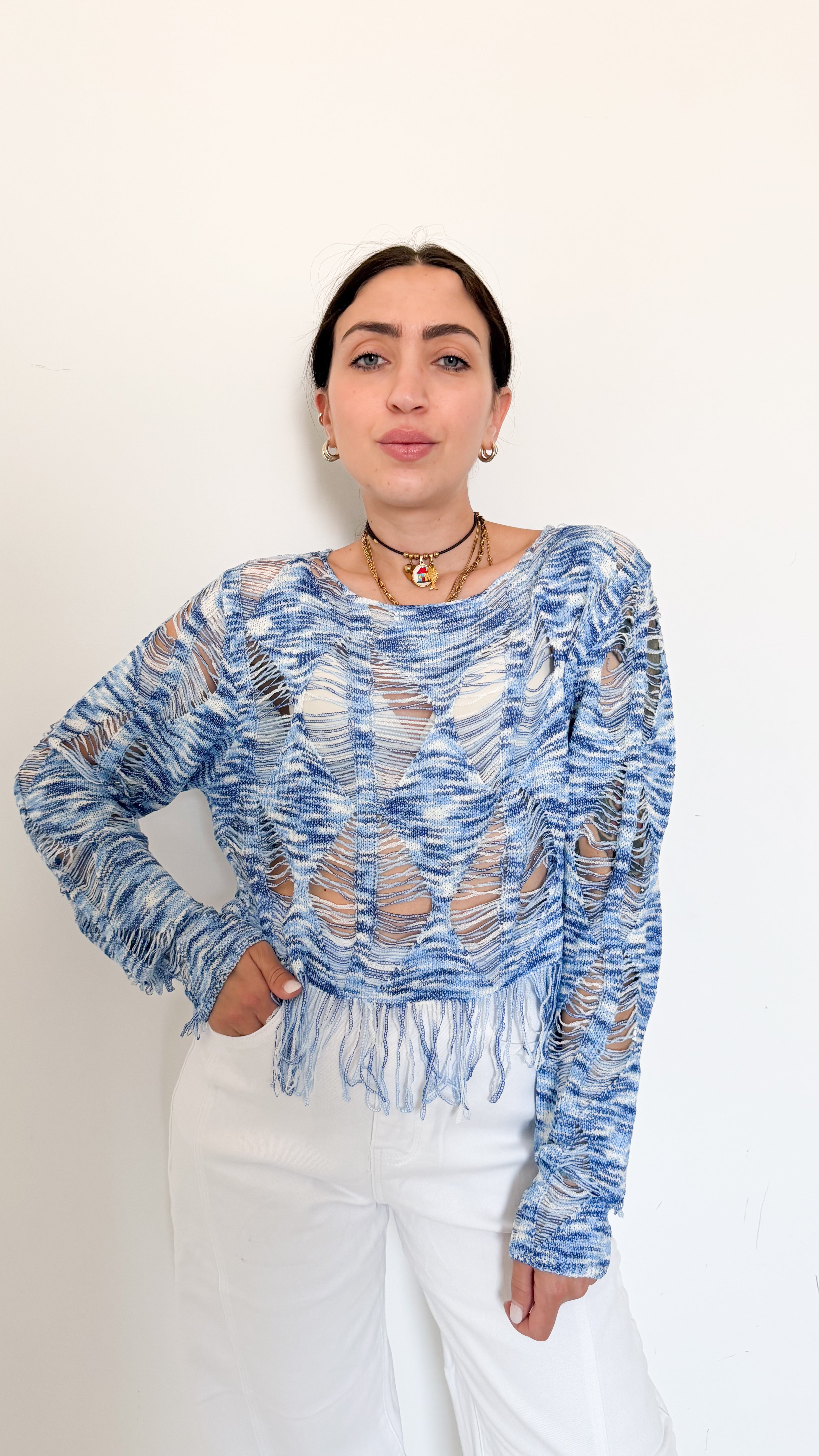 Maglia Azzurra Con Dettagli