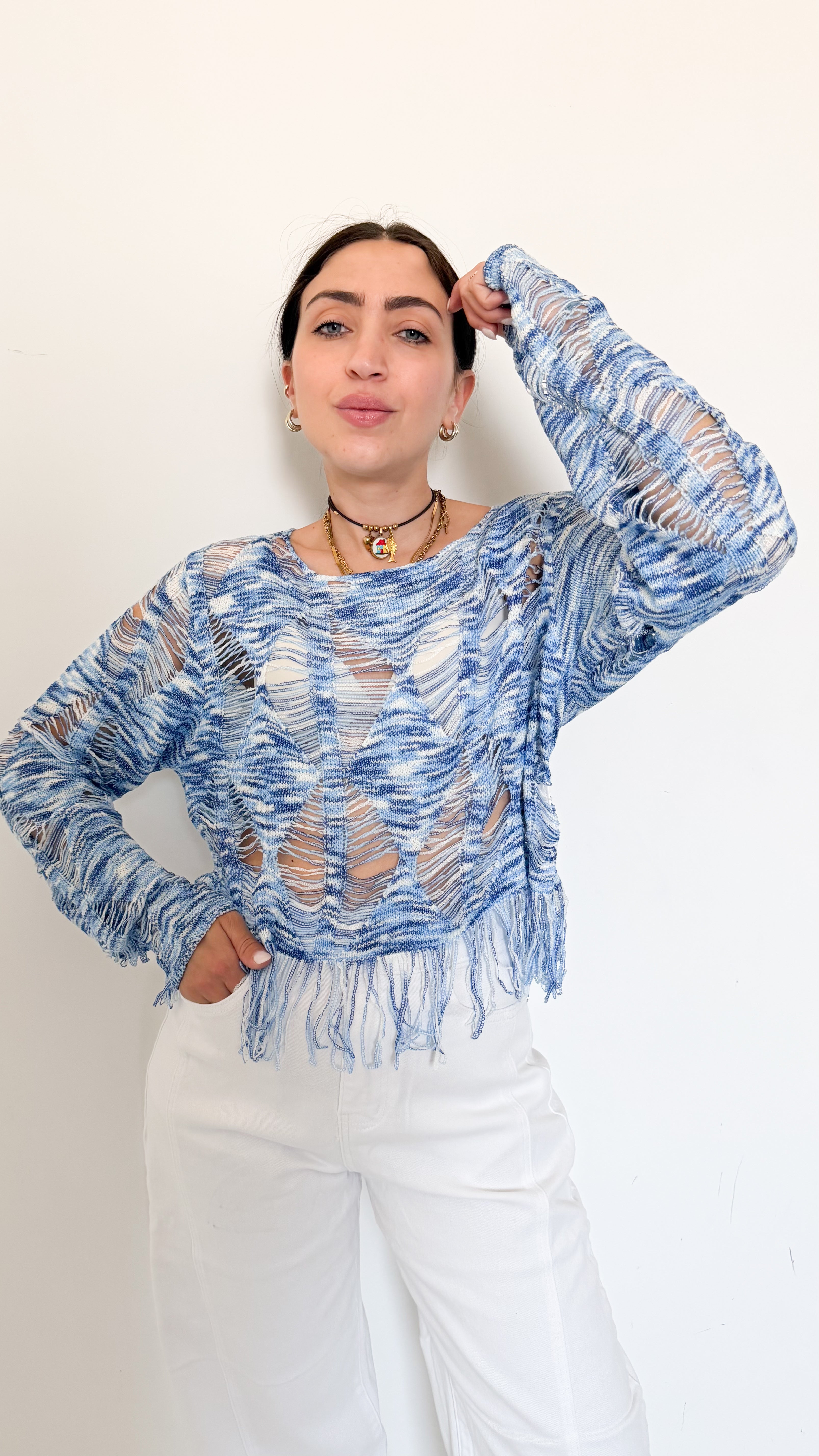 Maglia Azzurra Con Dettagli