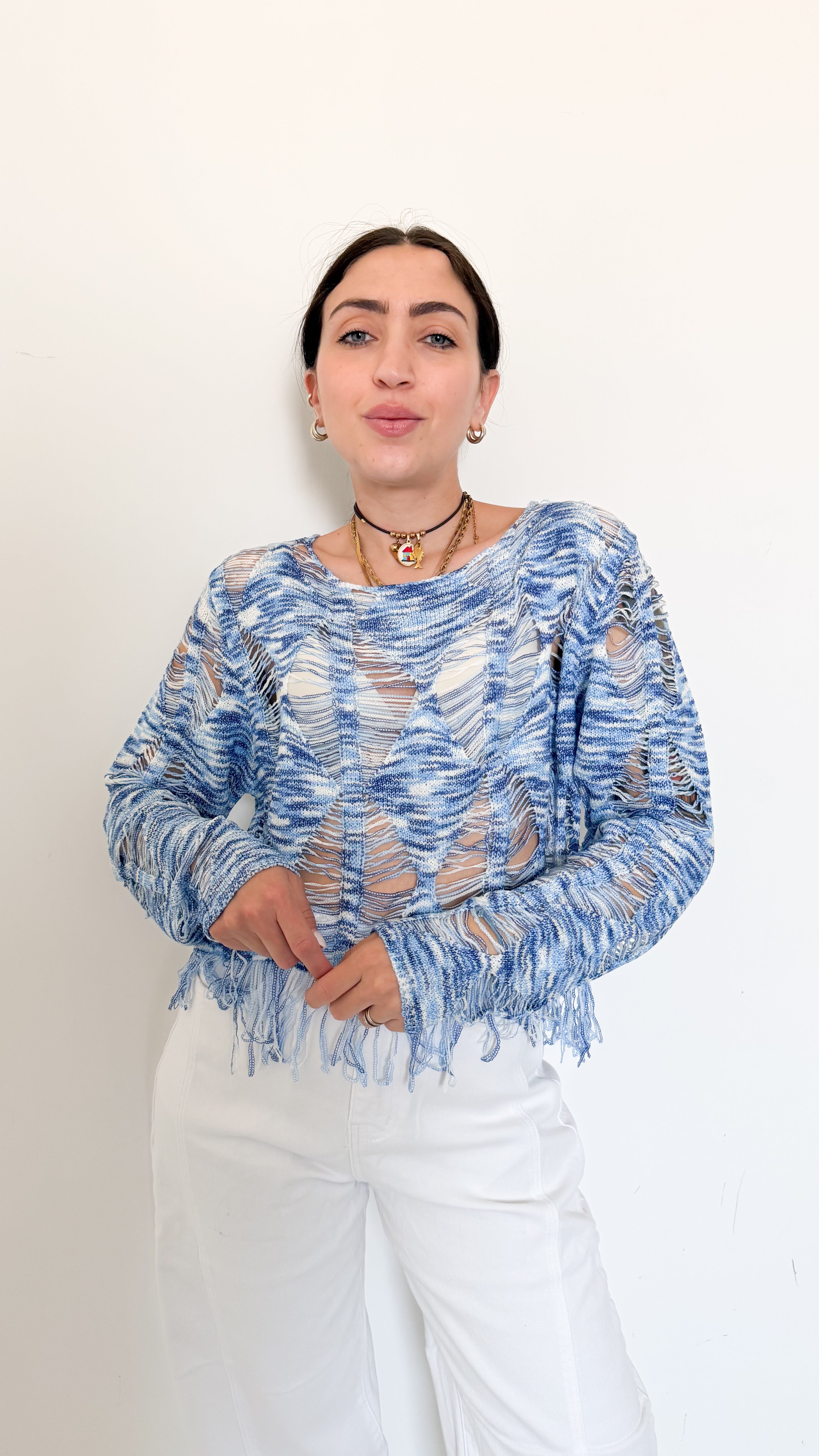 Maglia Azzurra Con Dettagli