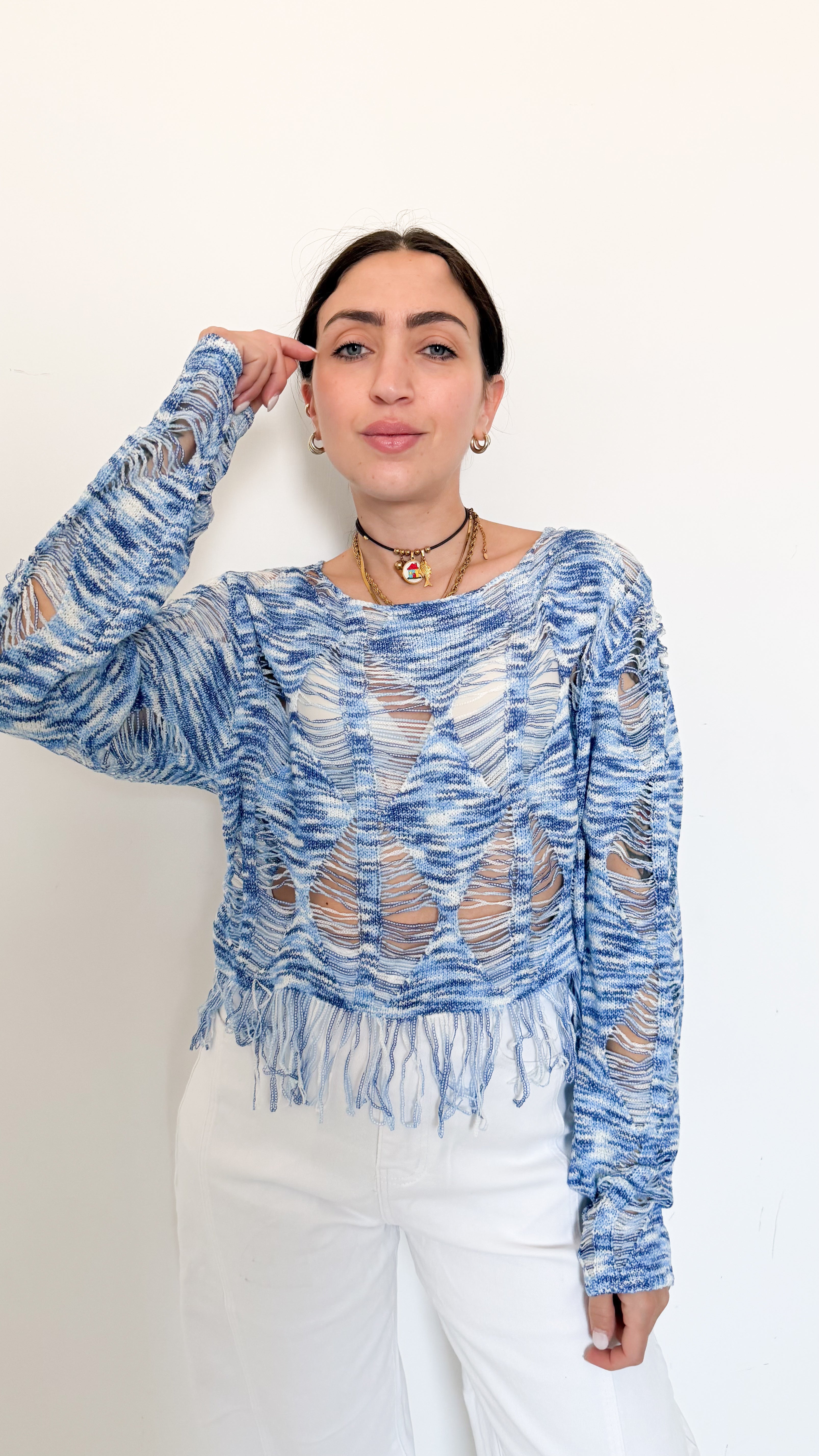 Maglia Azzurra Con Dettagli