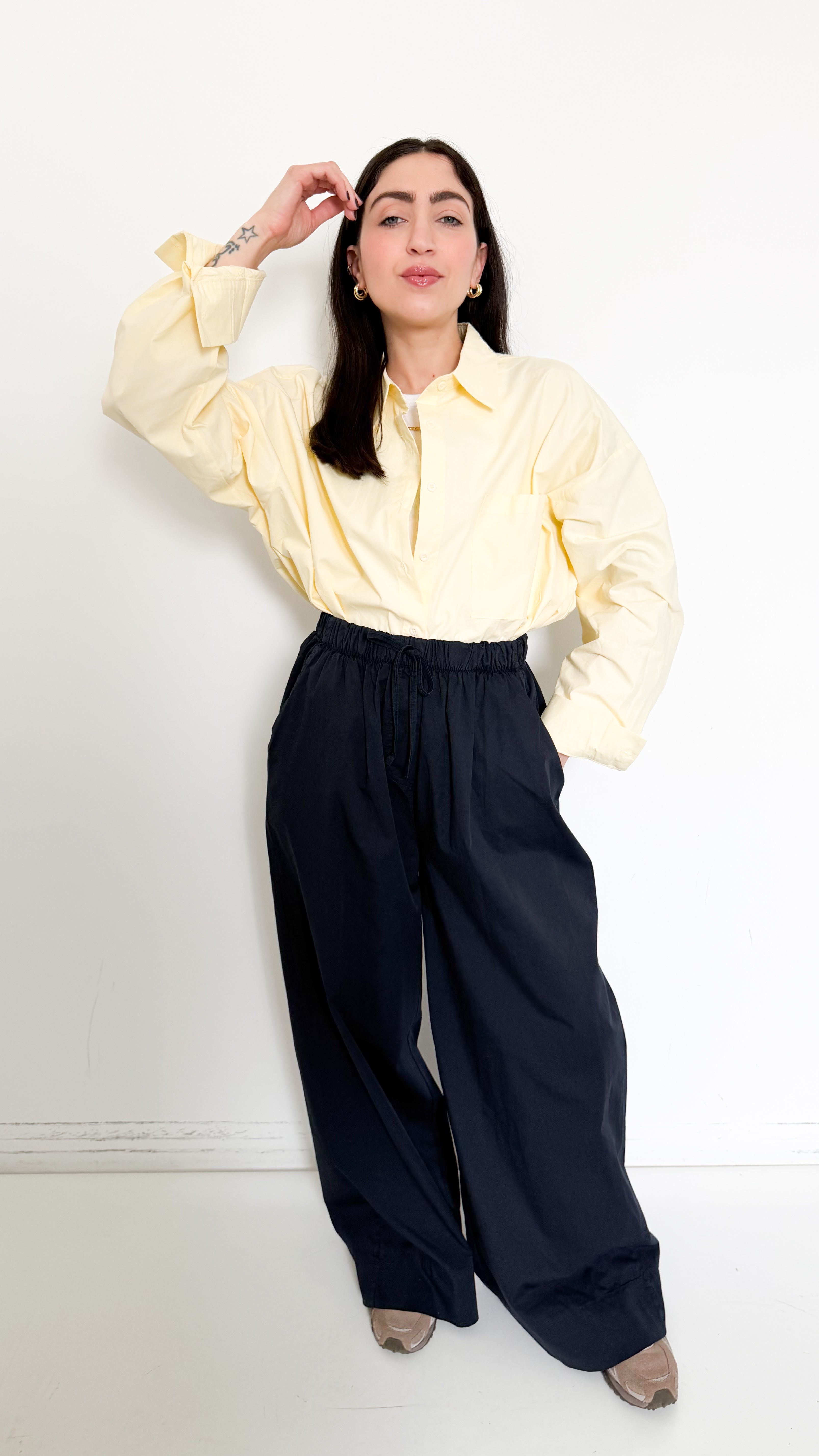 Camicia Over Gialla In Cotone