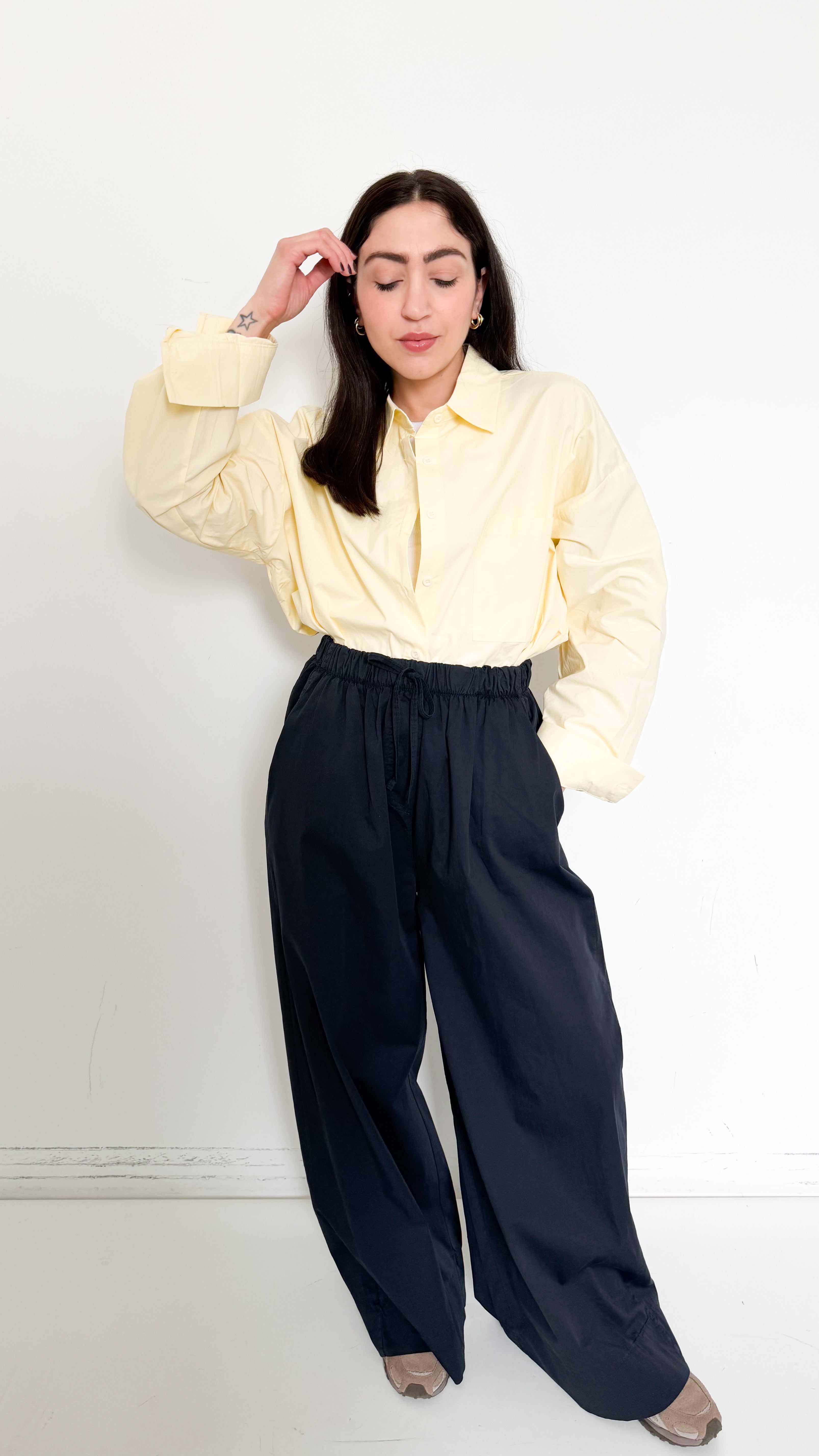 Camicia Over Gialla In Cotone