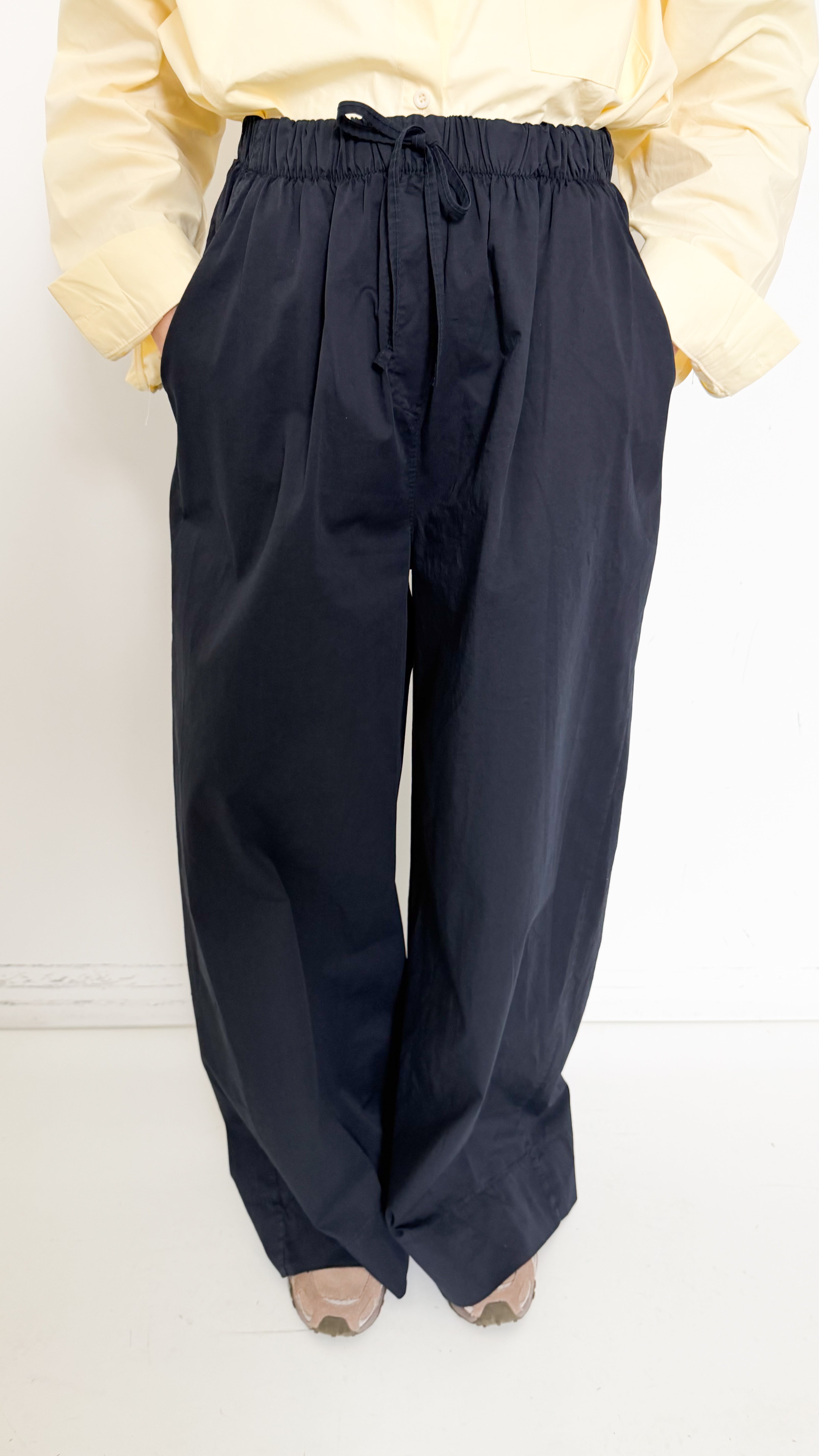 Pantaloni Palazzo In Cotone Blu