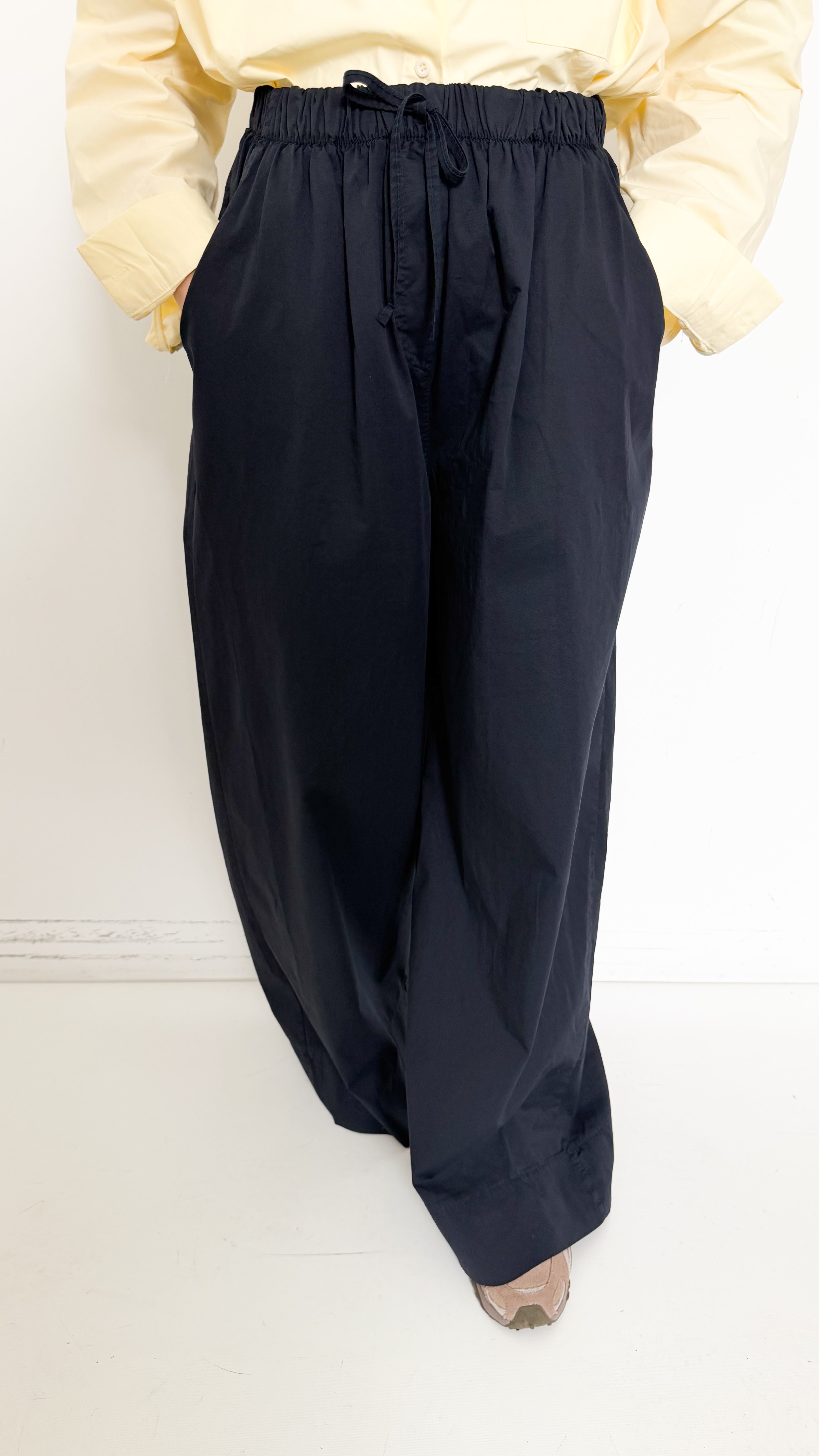 Pantaloni Palazzo In Cotone Blu