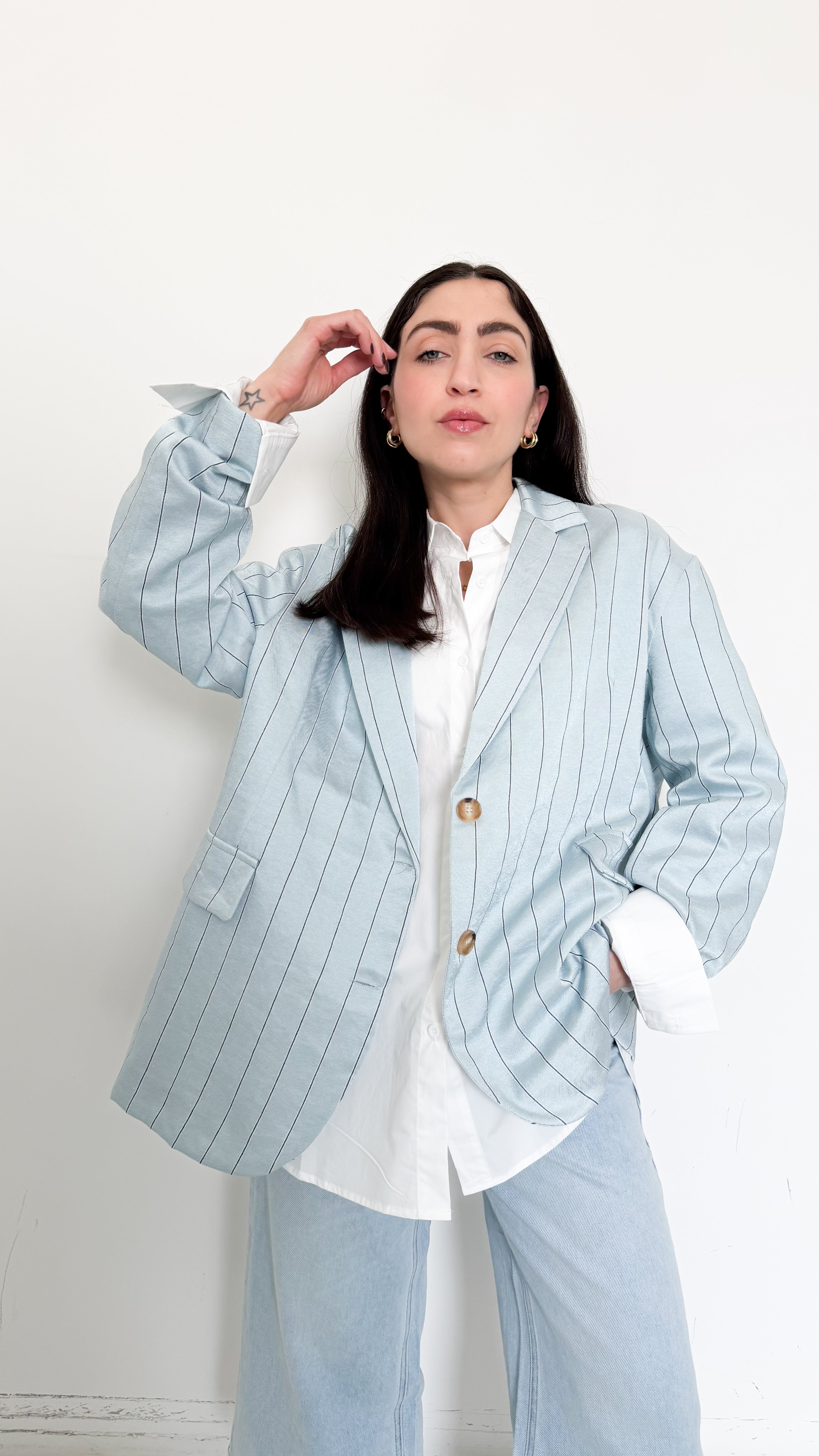 Blazer Azzurro A Righe