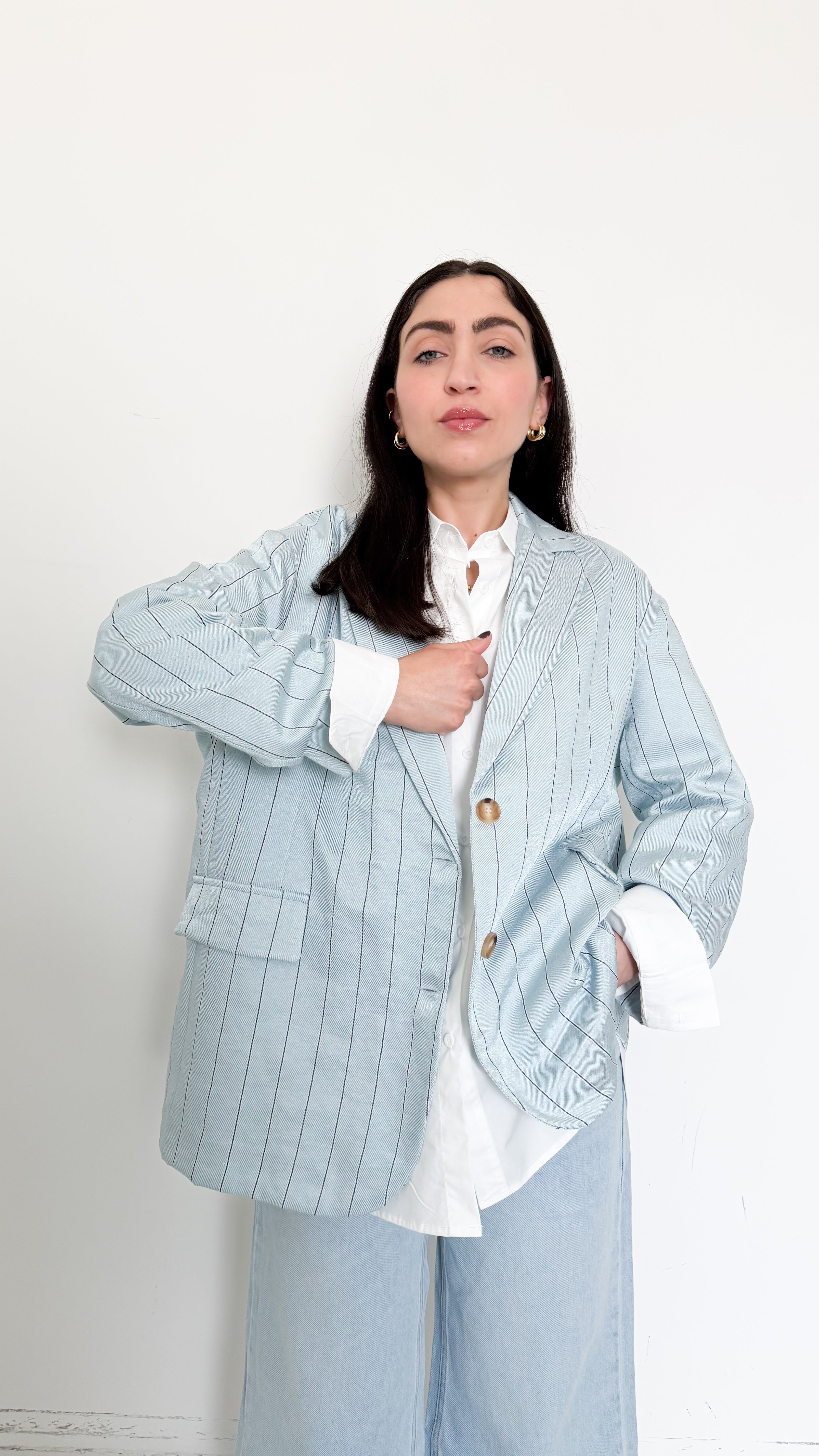 Blazer Azzurro A Righe