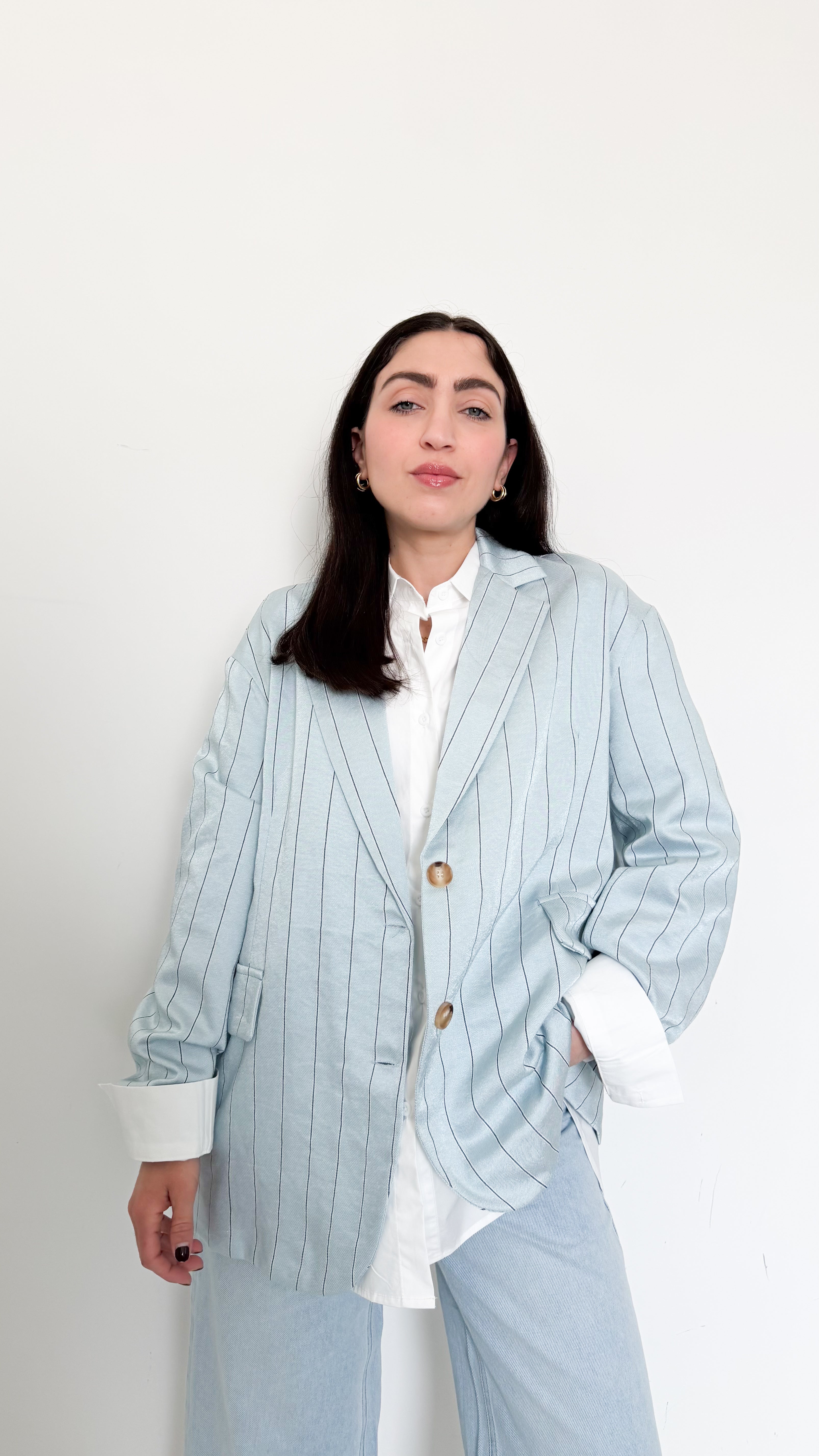 Blazer Azzurro A Righe