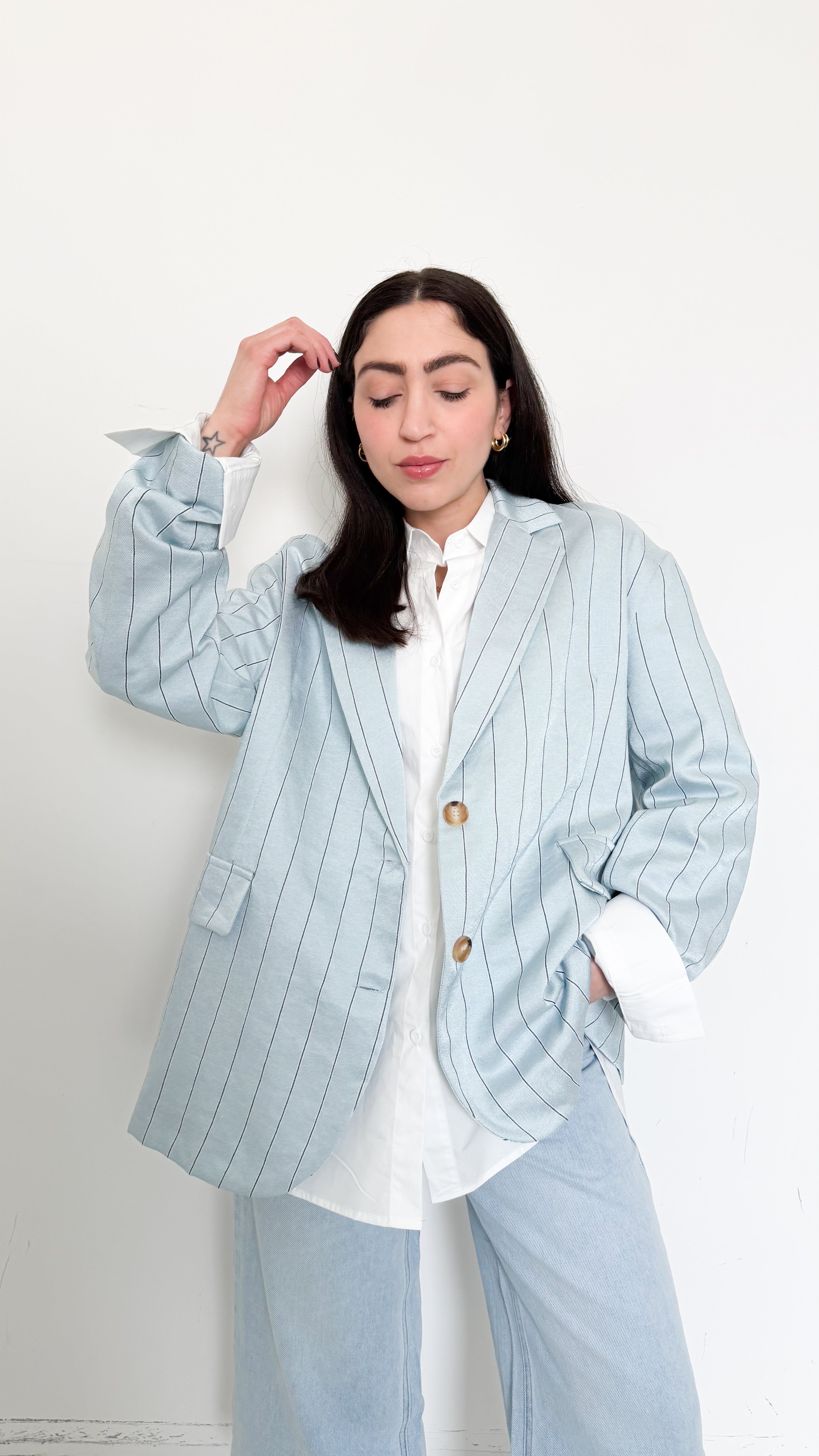 Blazer Azzurro A Righe