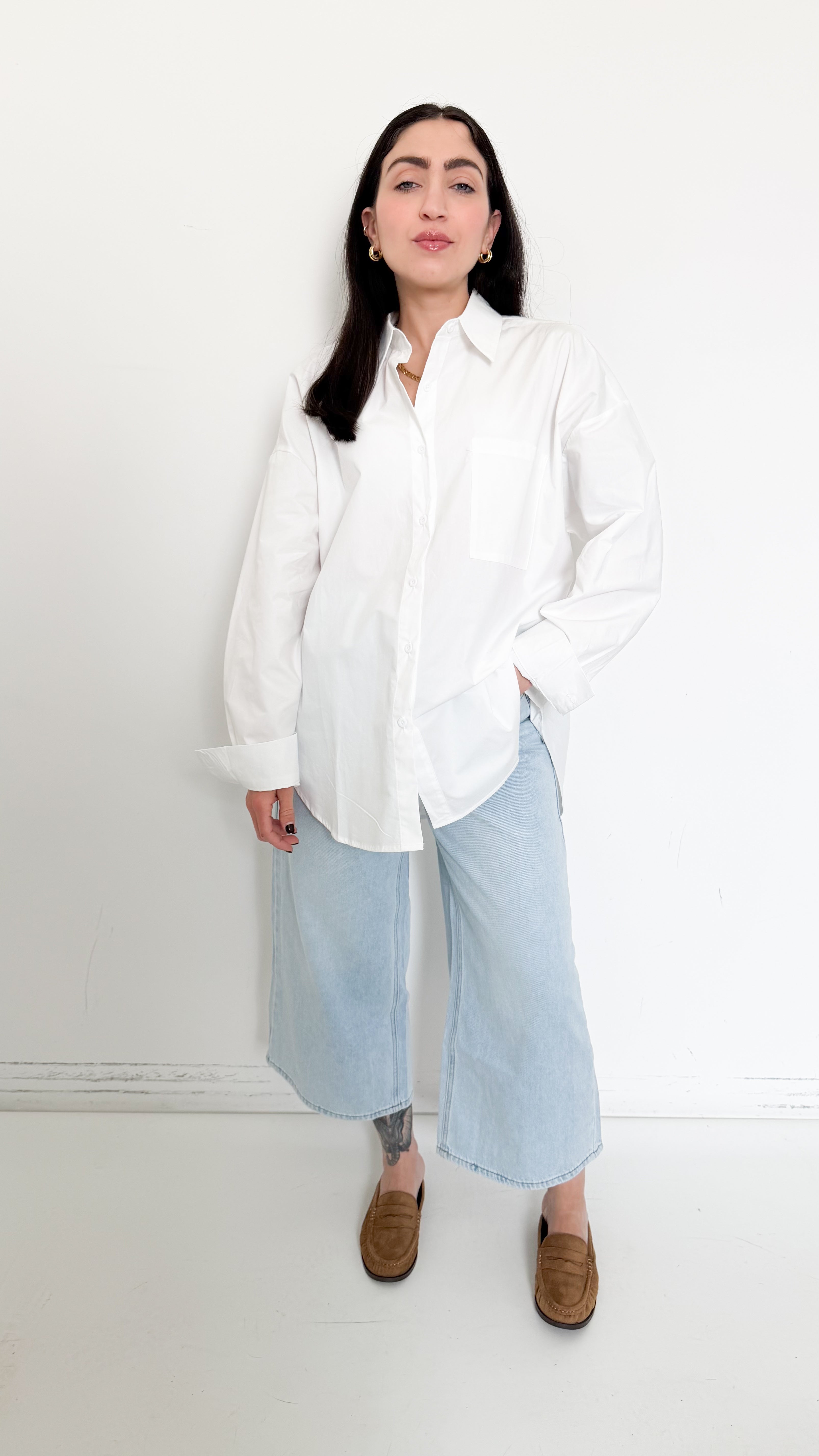 Camicia Over Bianca In Cotone