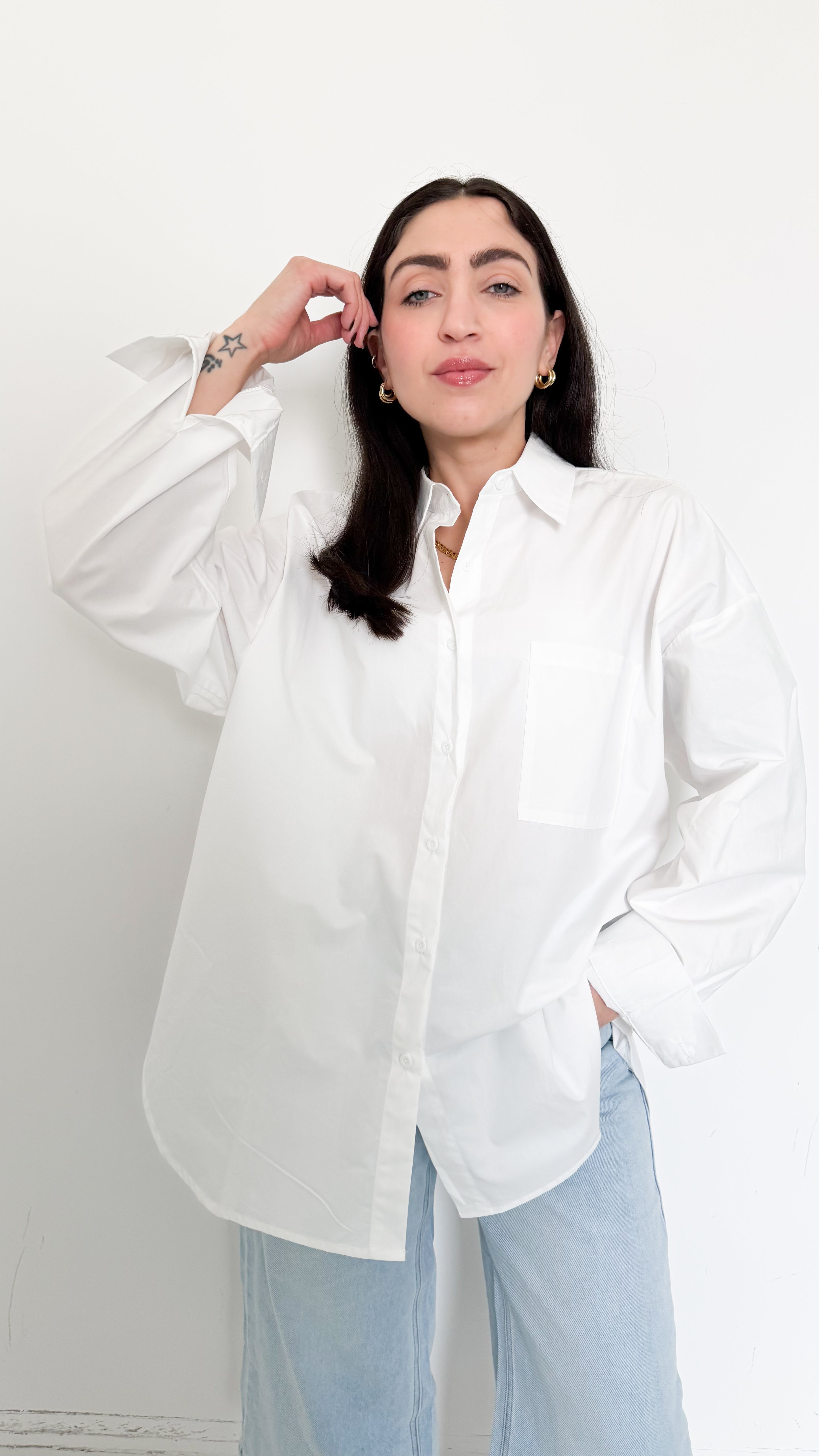 Camicia Over Bianca In Cotone