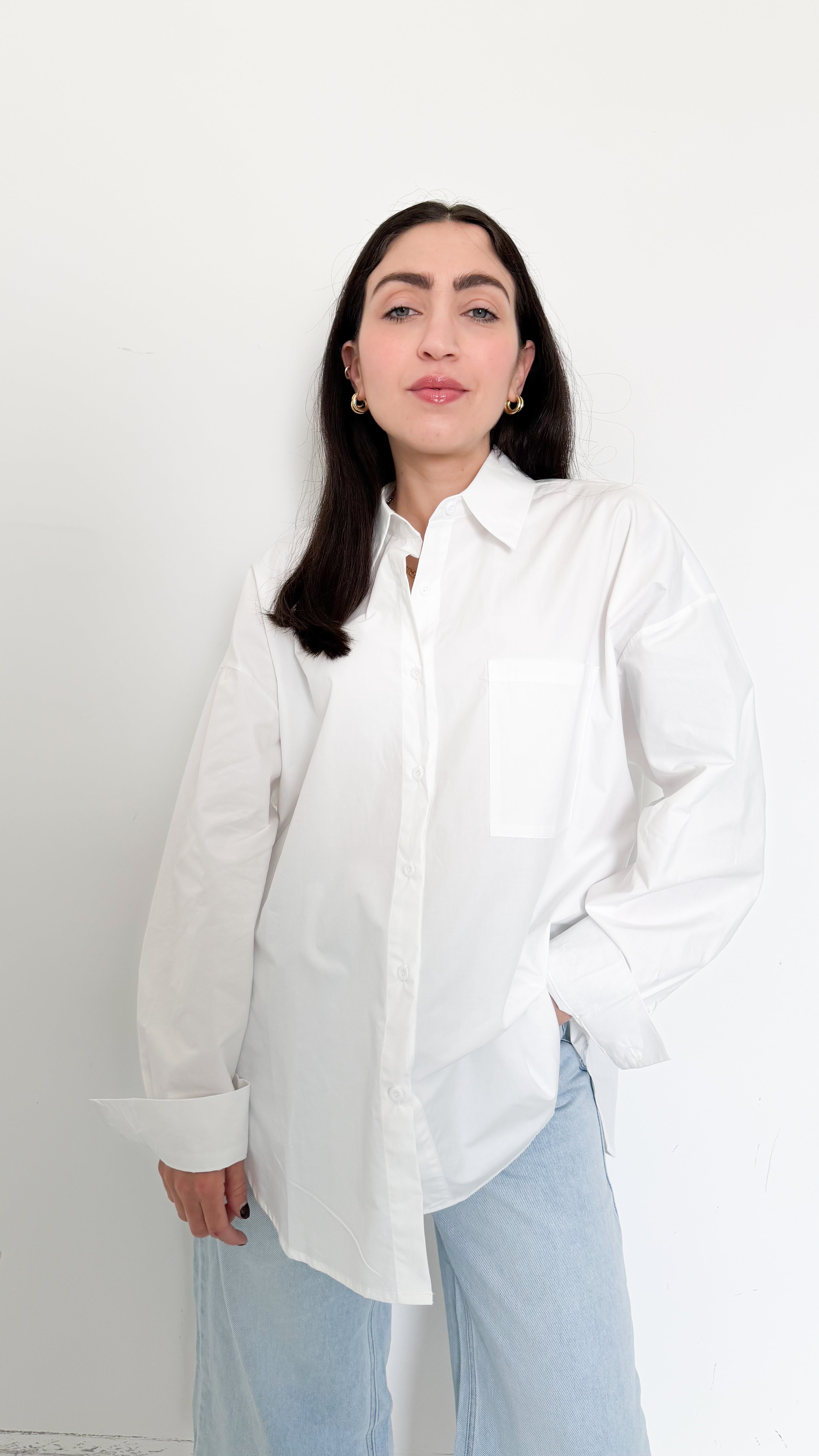 Camicia Over Bianca In Cotone