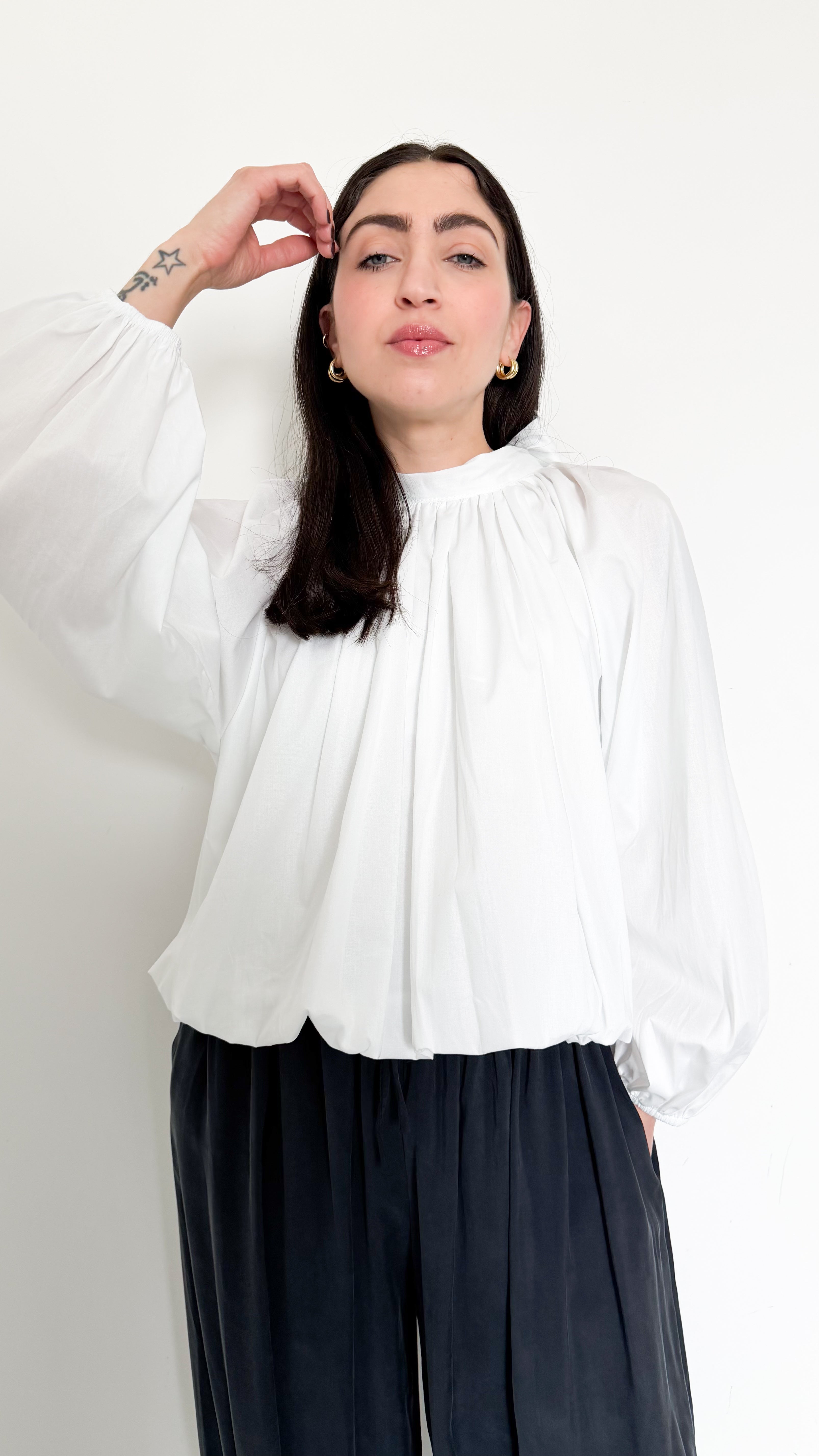 Blusa Bianca In Cotone