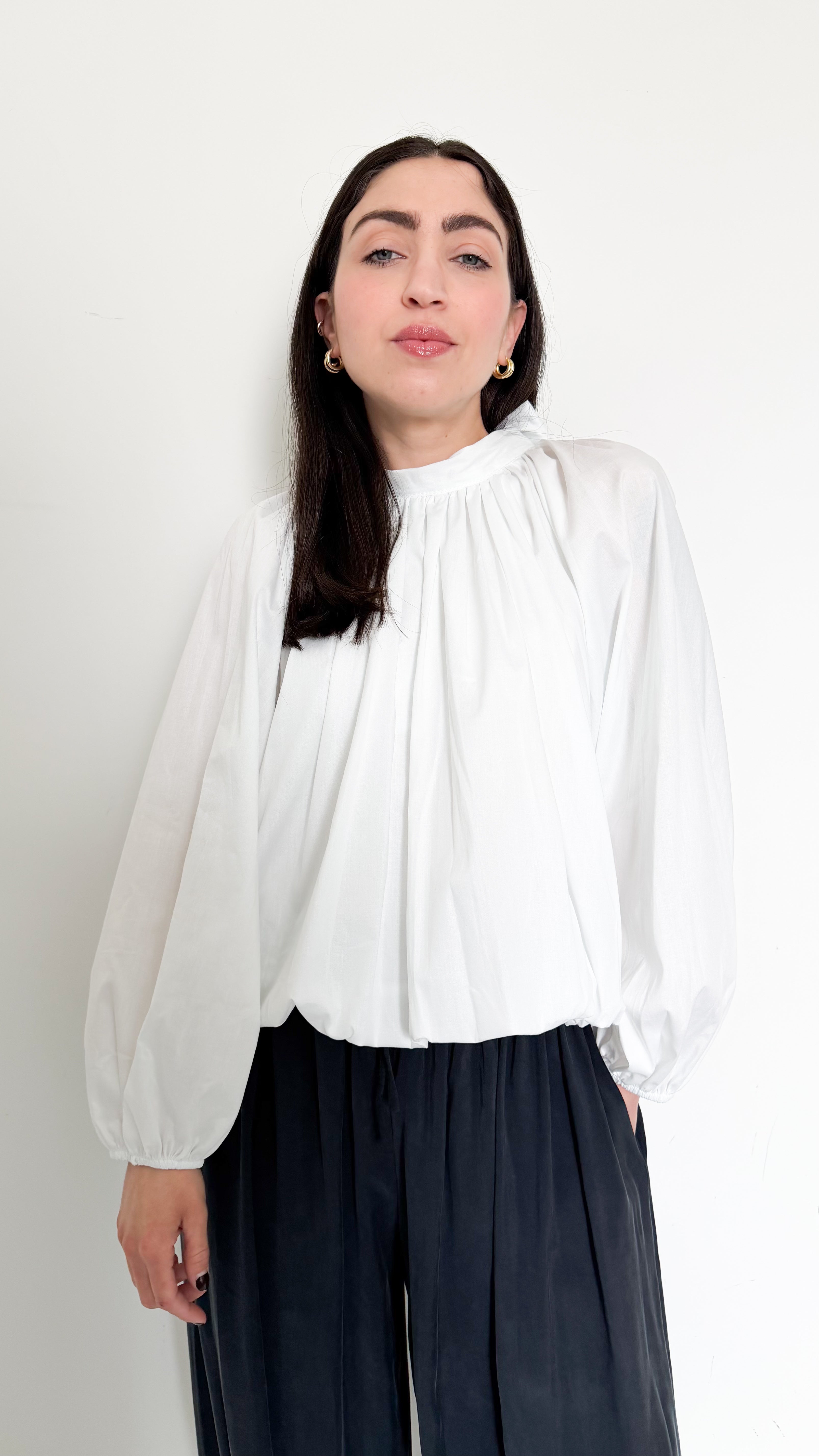 Blusa Bianca In Cotone