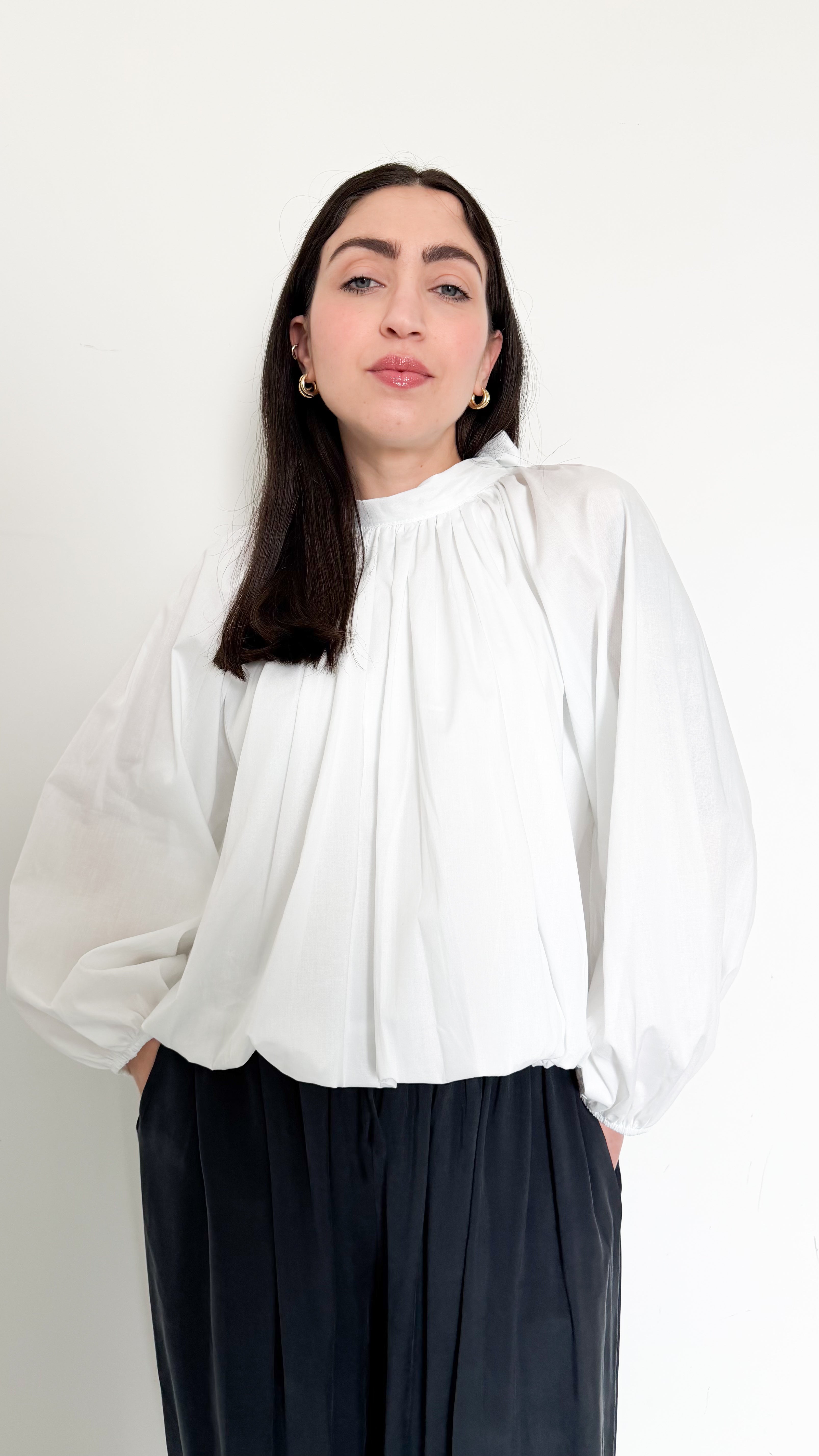Blusa Bianca In Cotone