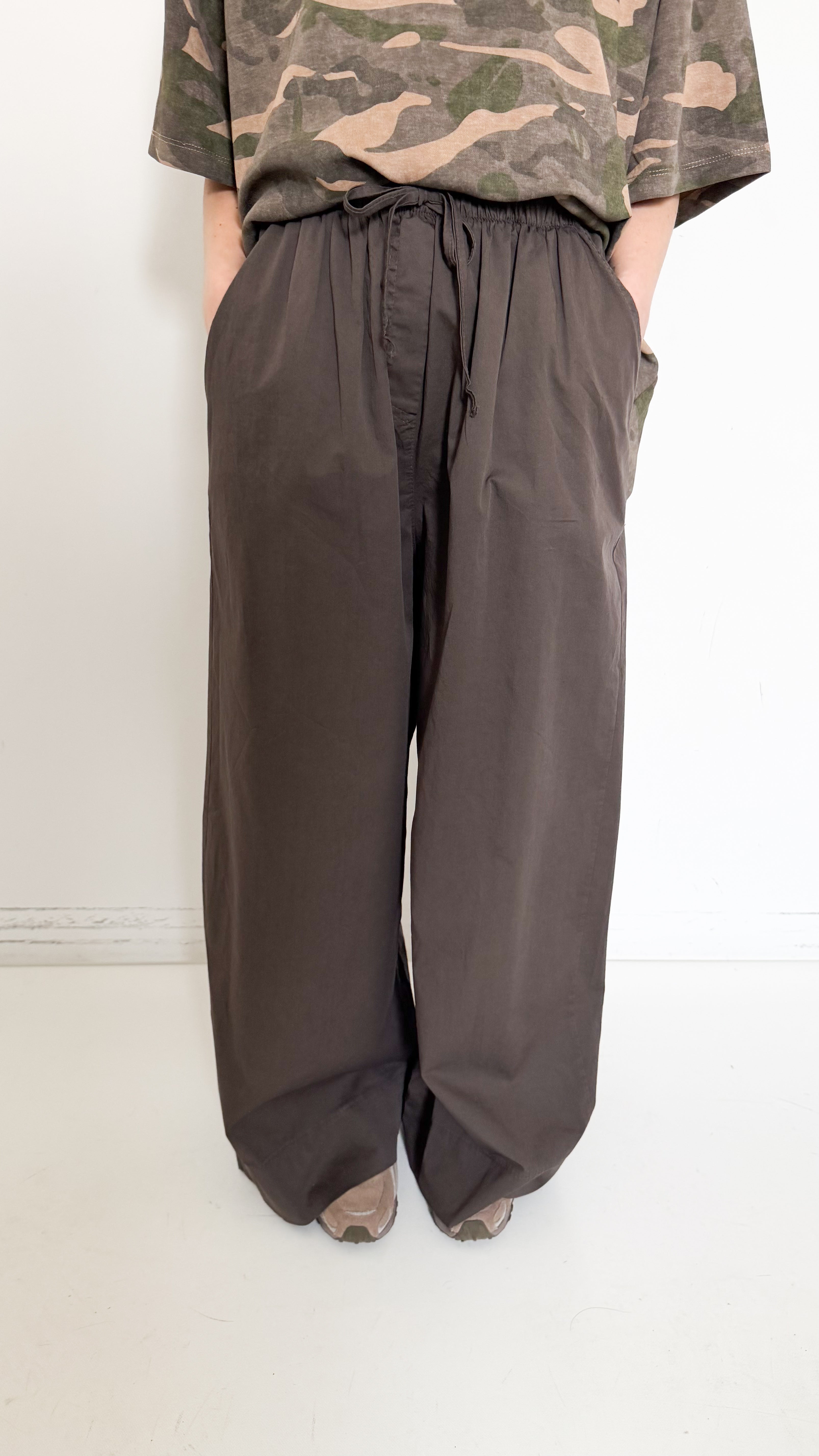 Pantaloni Palazzo Marroni In Cotone
