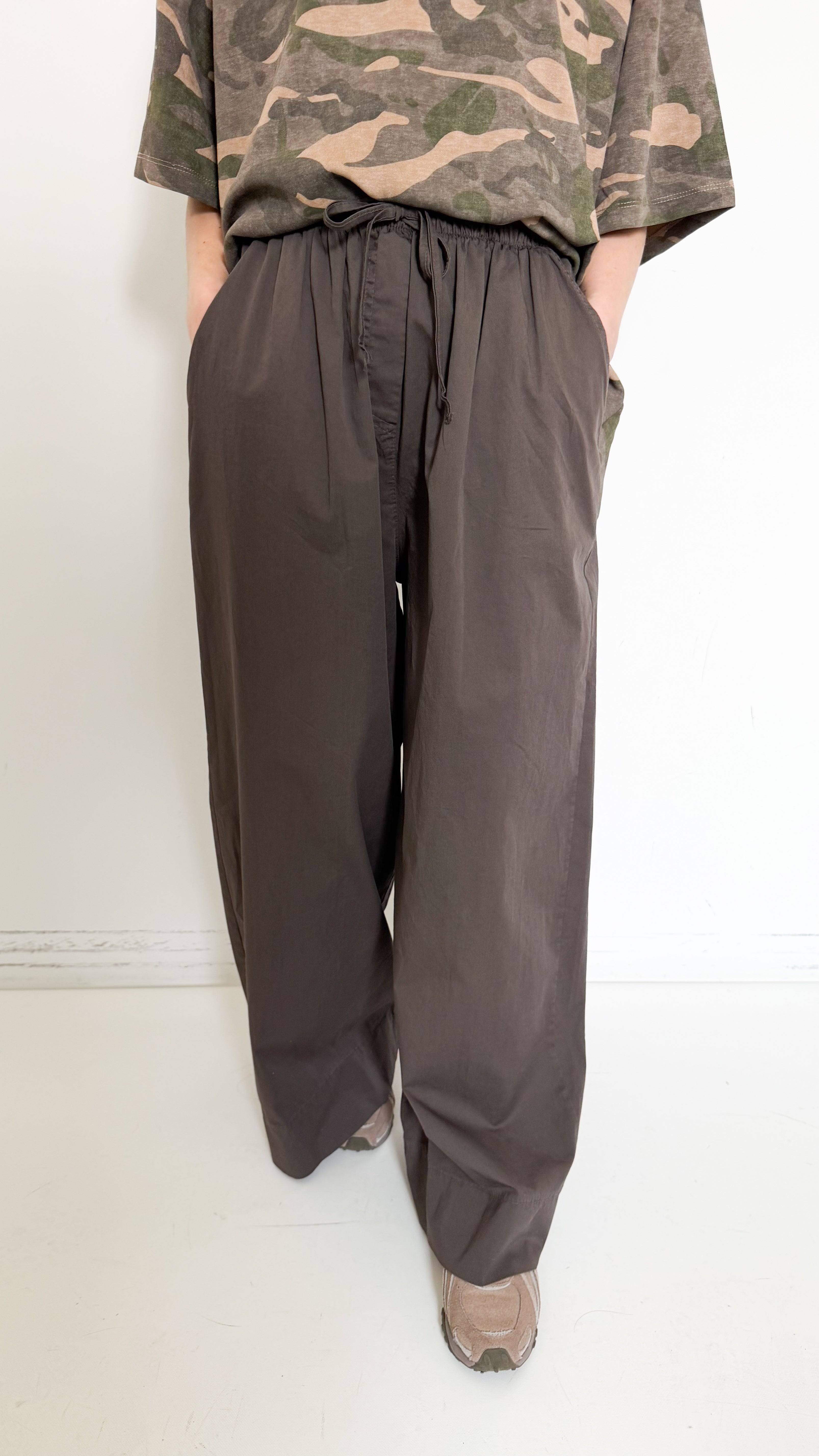 Pantaloni Palazzo Marroni In Cotone