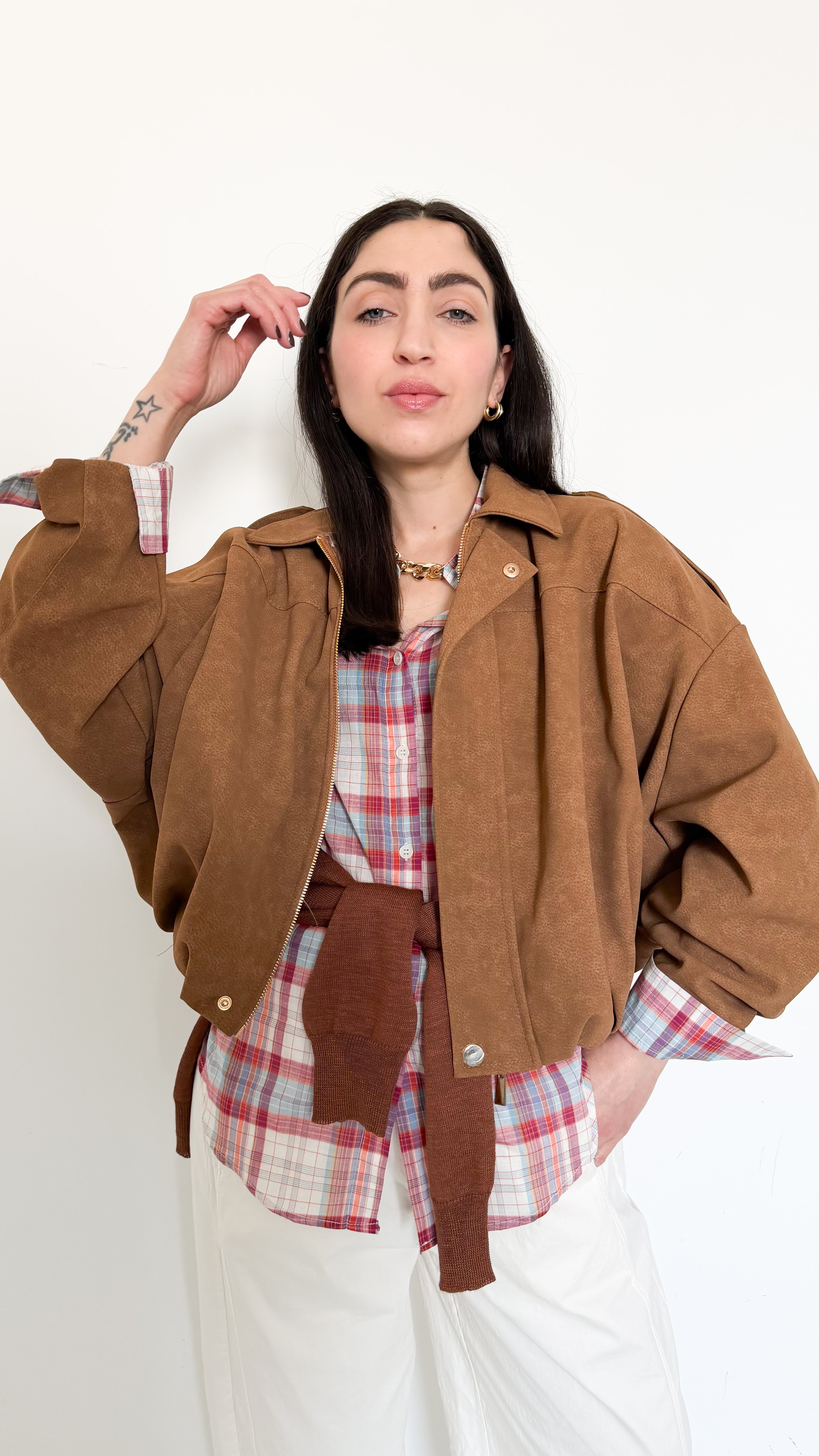 Bomber Scamosciato Camel