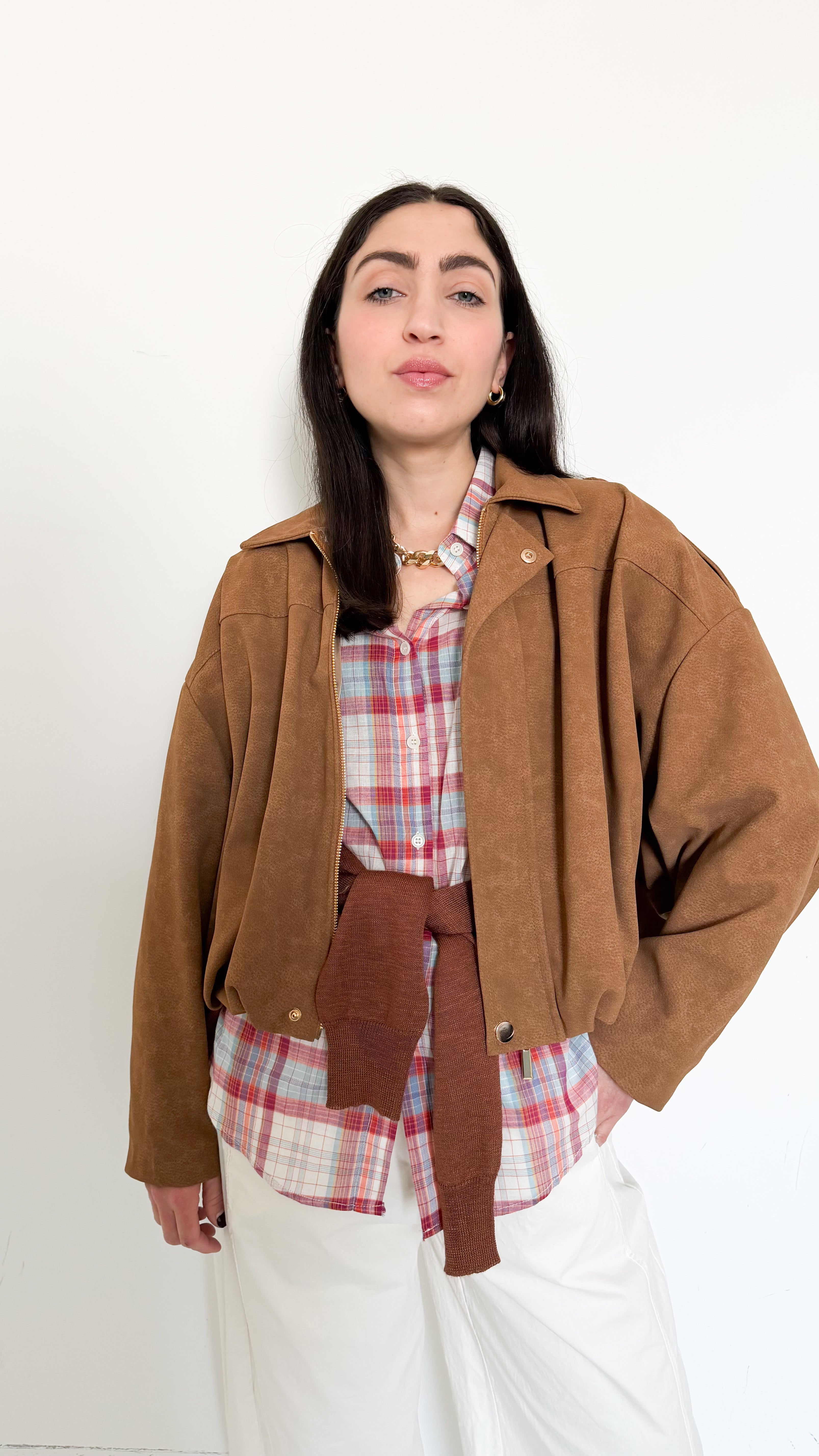 Bomber Scamosciato Camel