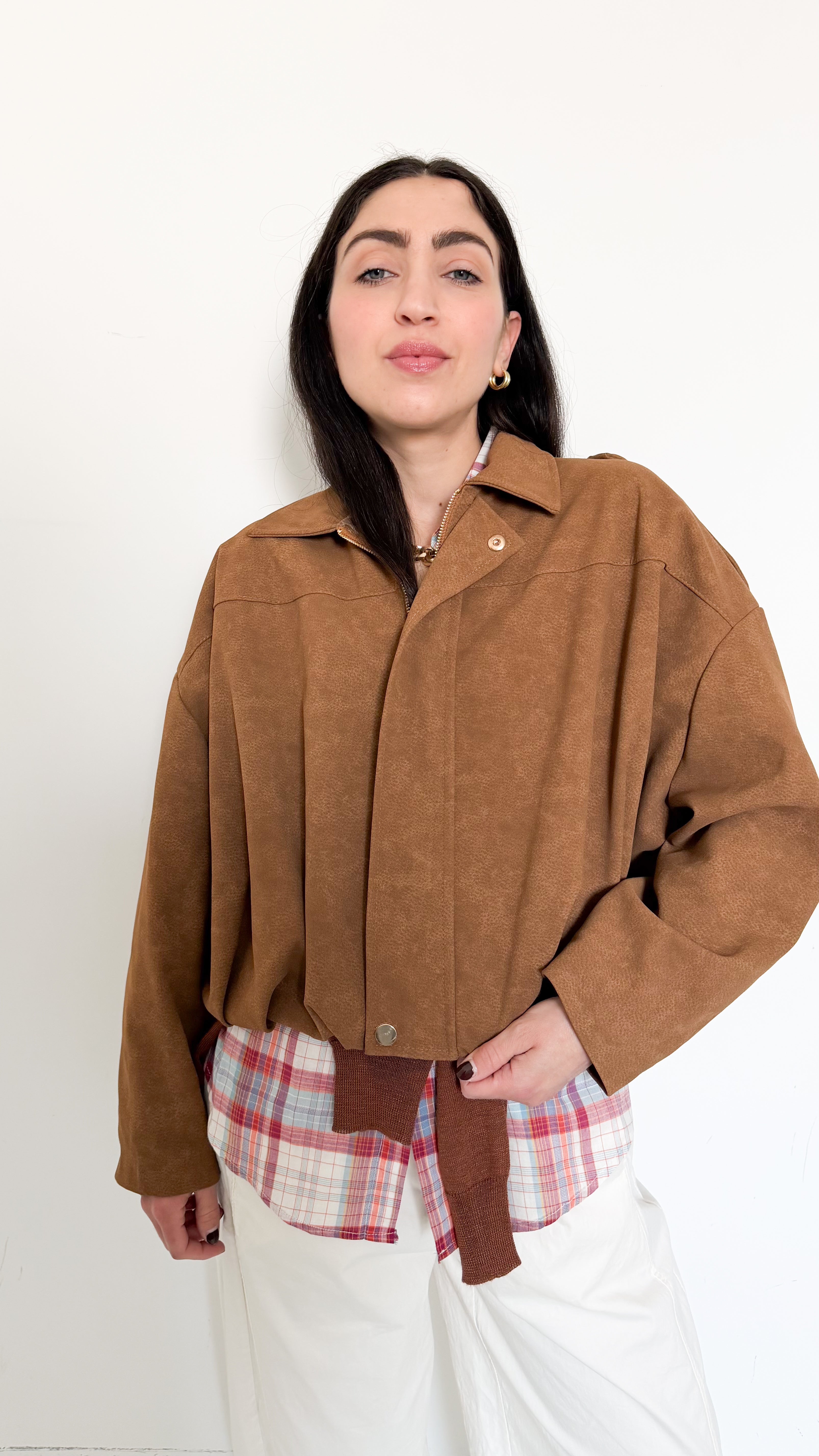 Bomber Scamosciato Camel