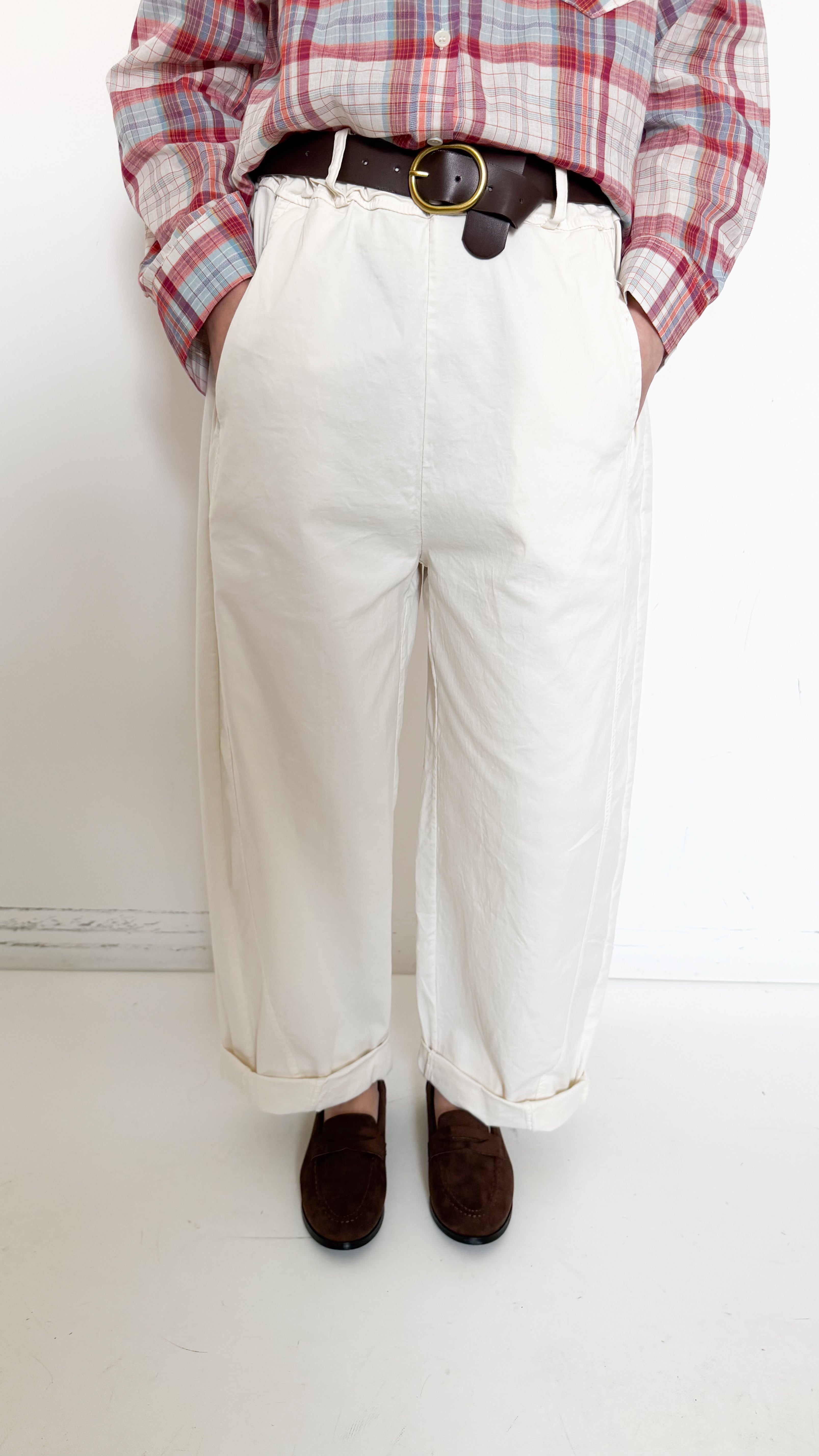 Pantaloni Balloon Burro In Cotone