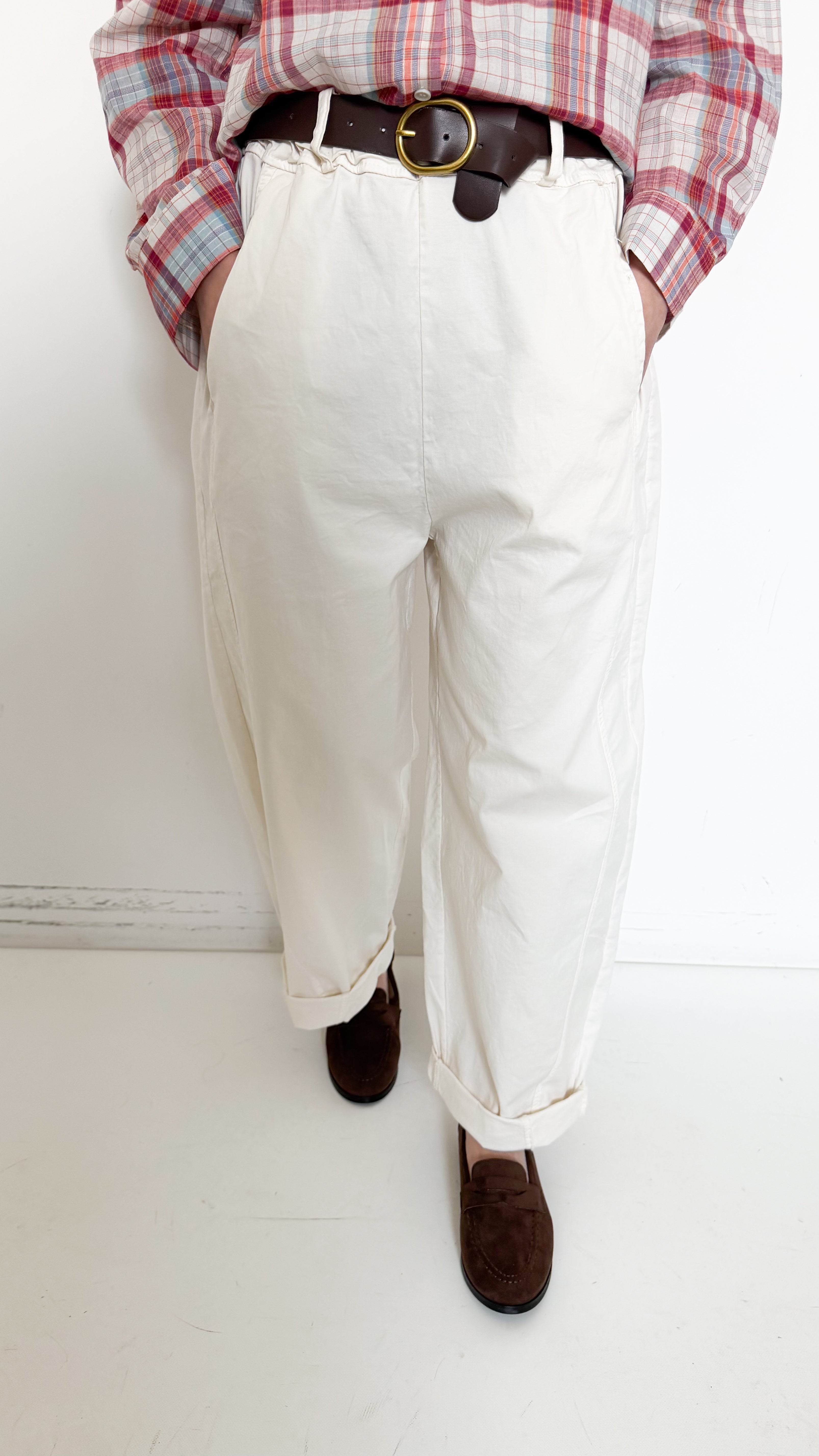 Pantaloni Balloon Burro In Cotone
