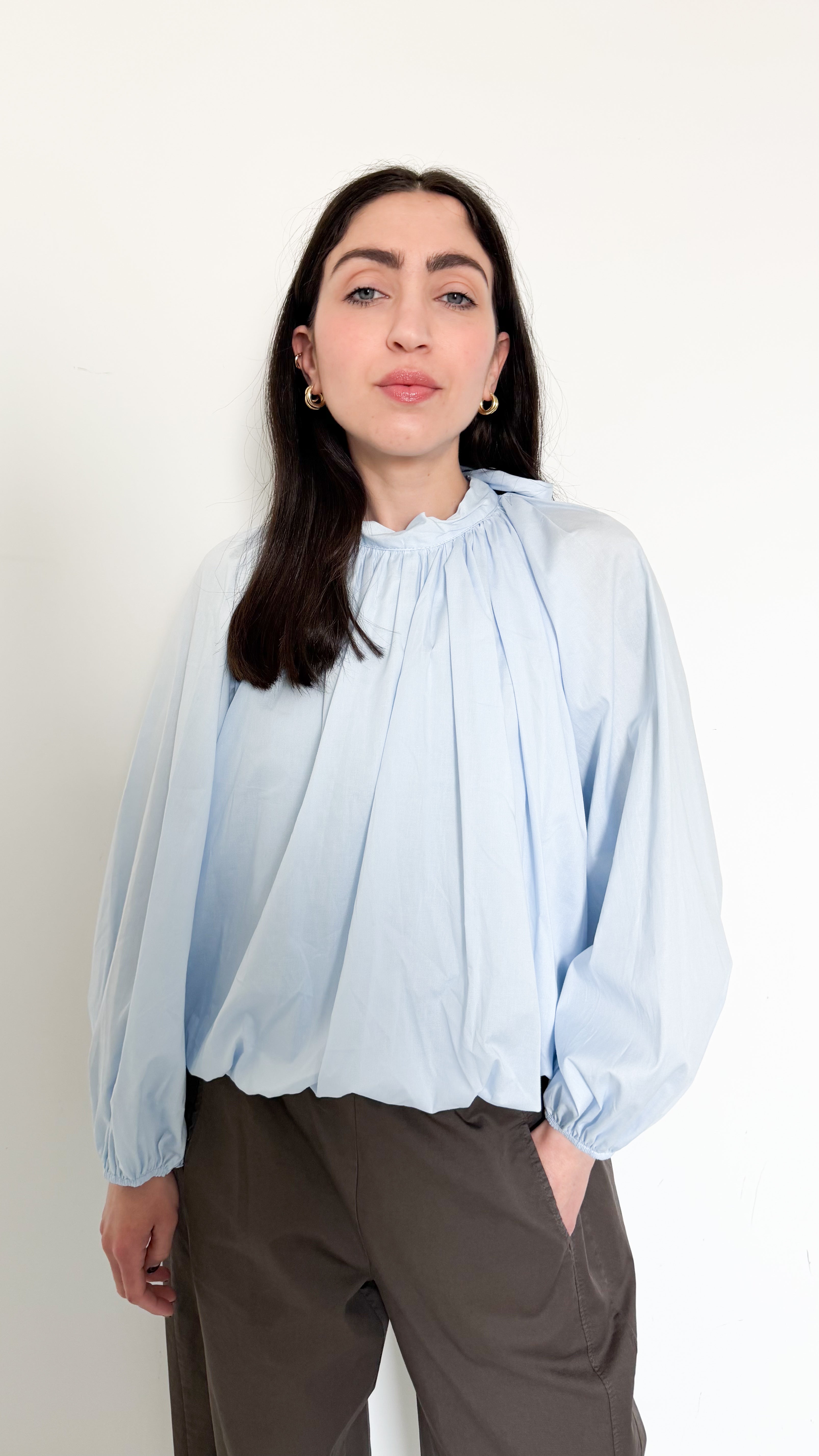Blusa Celeste In Cotone
