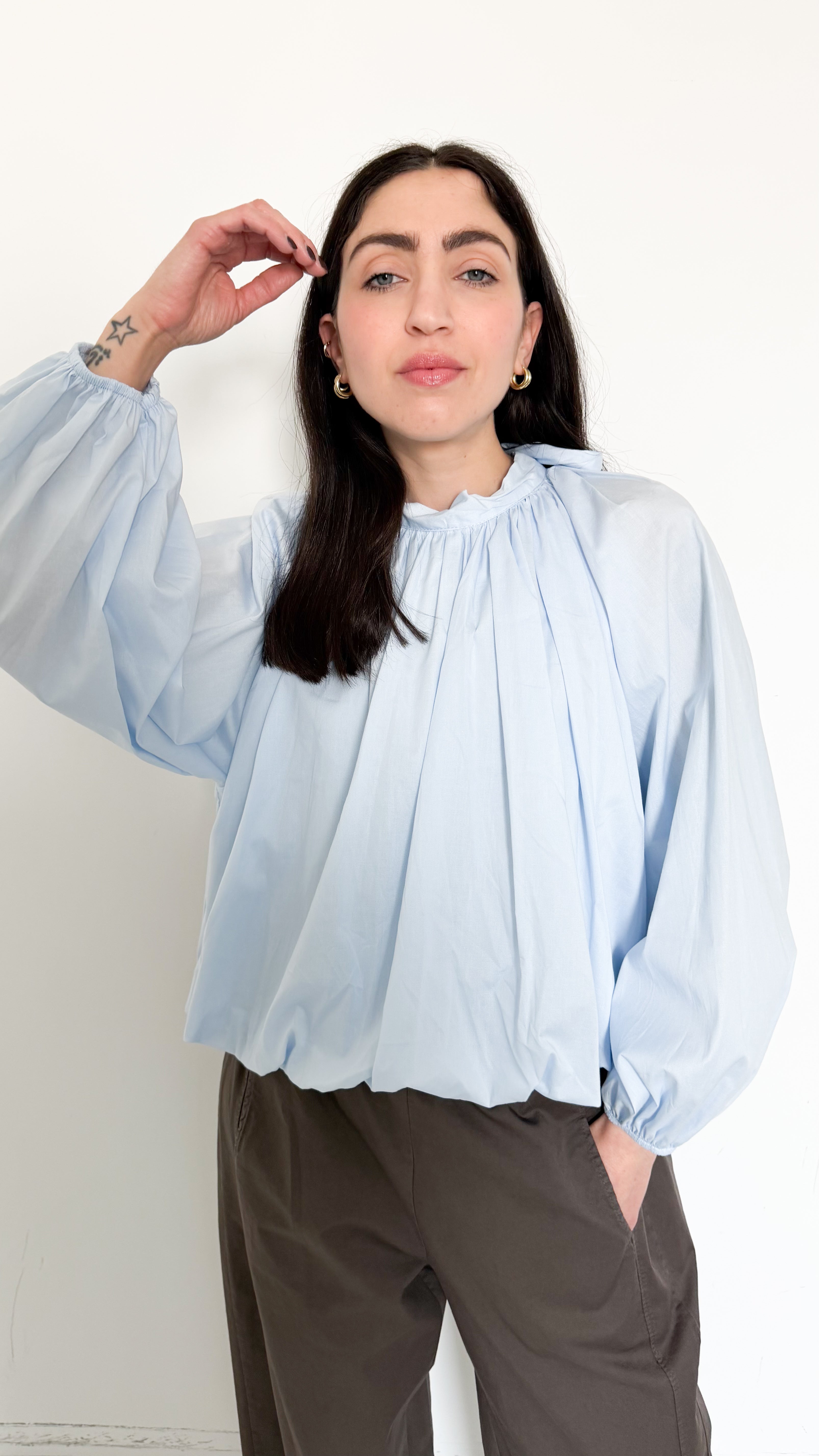 Blusa Celeste In Cotone