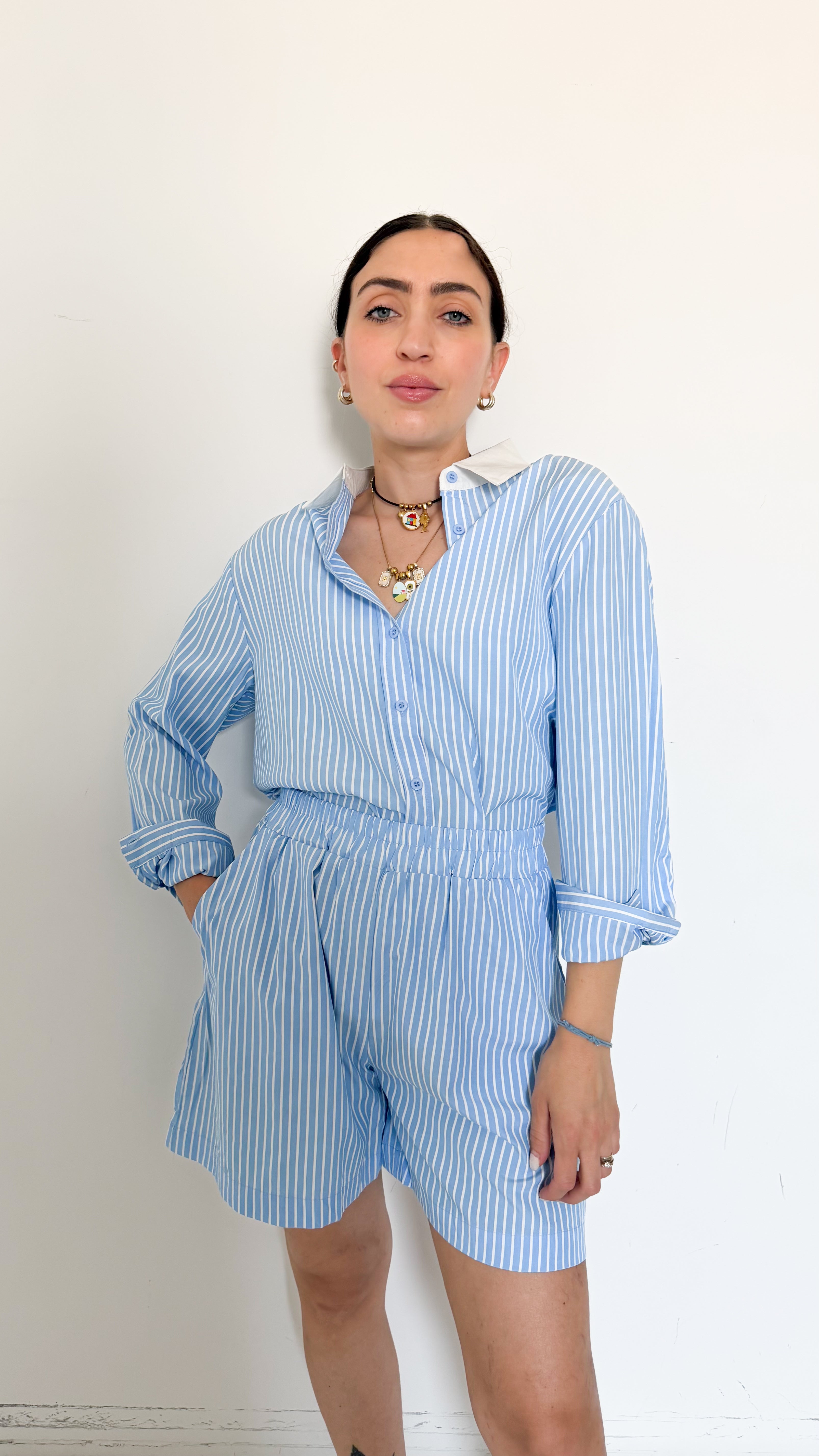 Coordinato A Righe Celeste