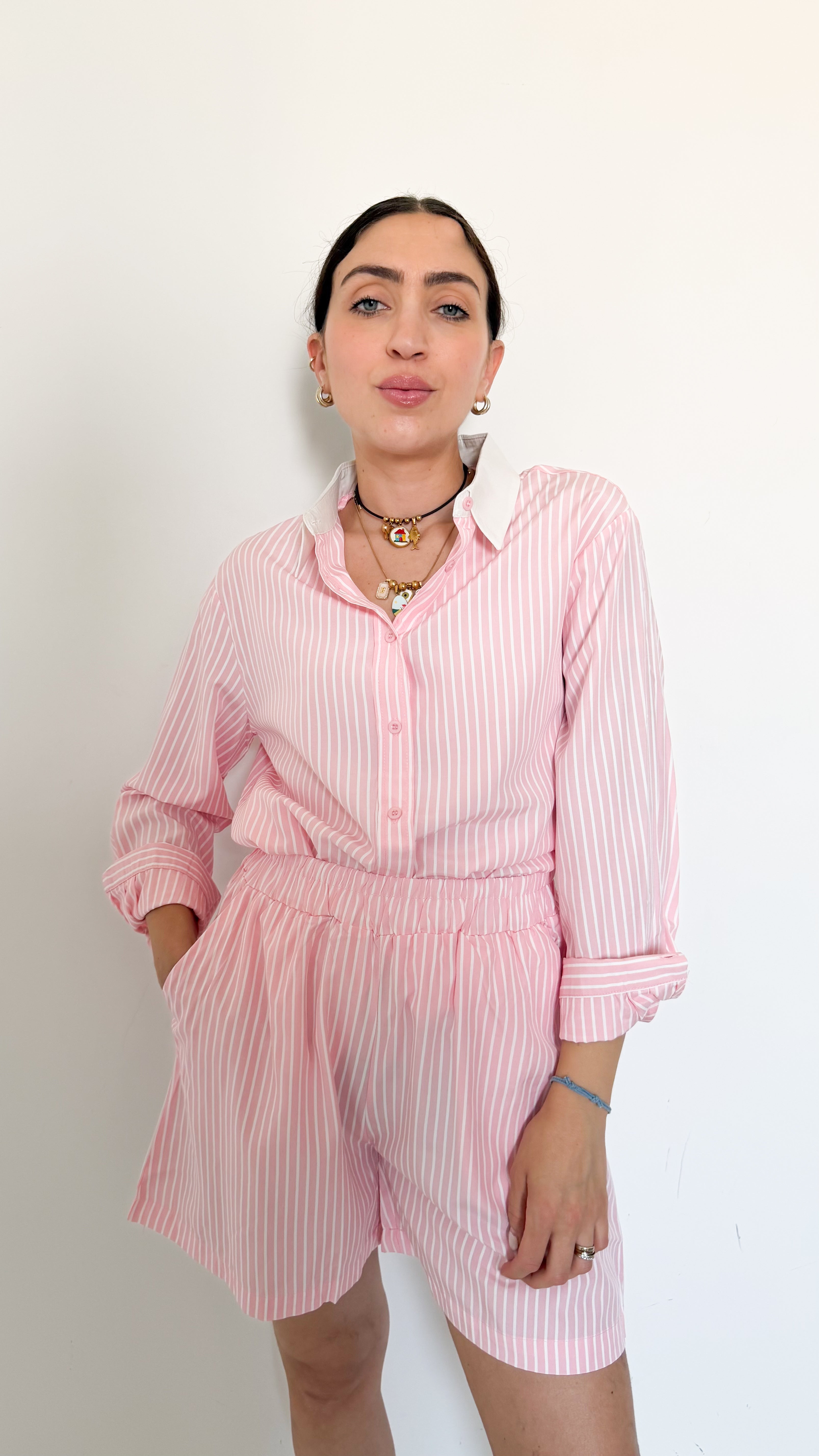 Coordinato A Righe Rosa